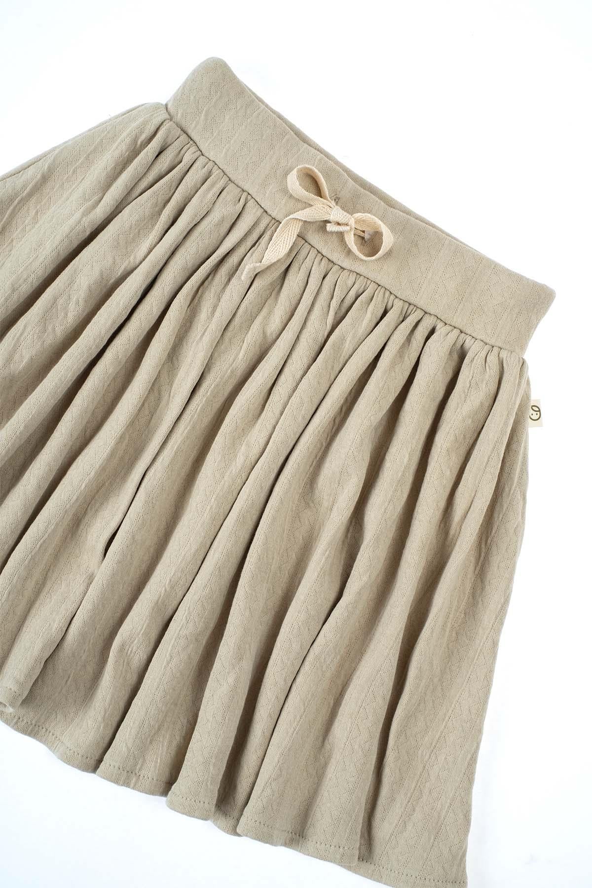 Organic Cotton Mini Skirt in Beige - Stylish and Eco-Friendly