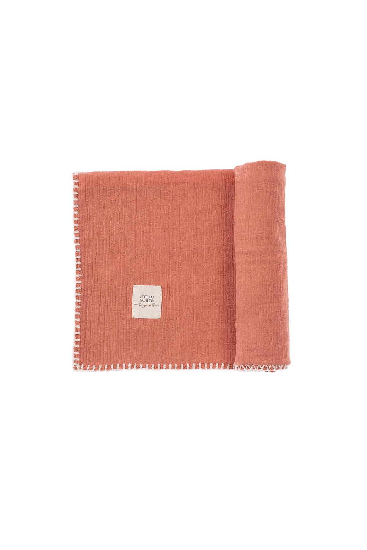 Organic Cotton Muslin Swaddle in Pink - Soft, Breathable, and Gentle