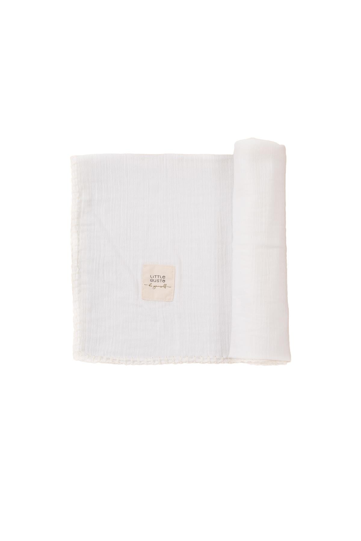 Organic Cotton Muslin Swaddle - White | Soft & Breathable Baby Blanket