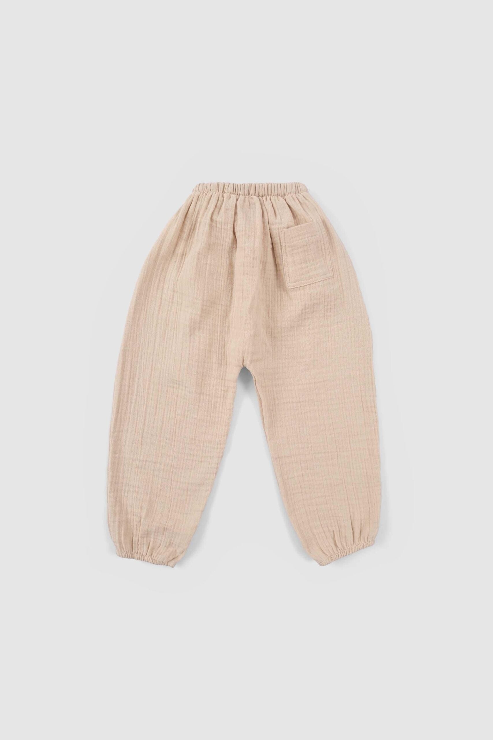 Organic Cotton Muslin Trousers in Beige | Comfortable Kids' Apparel