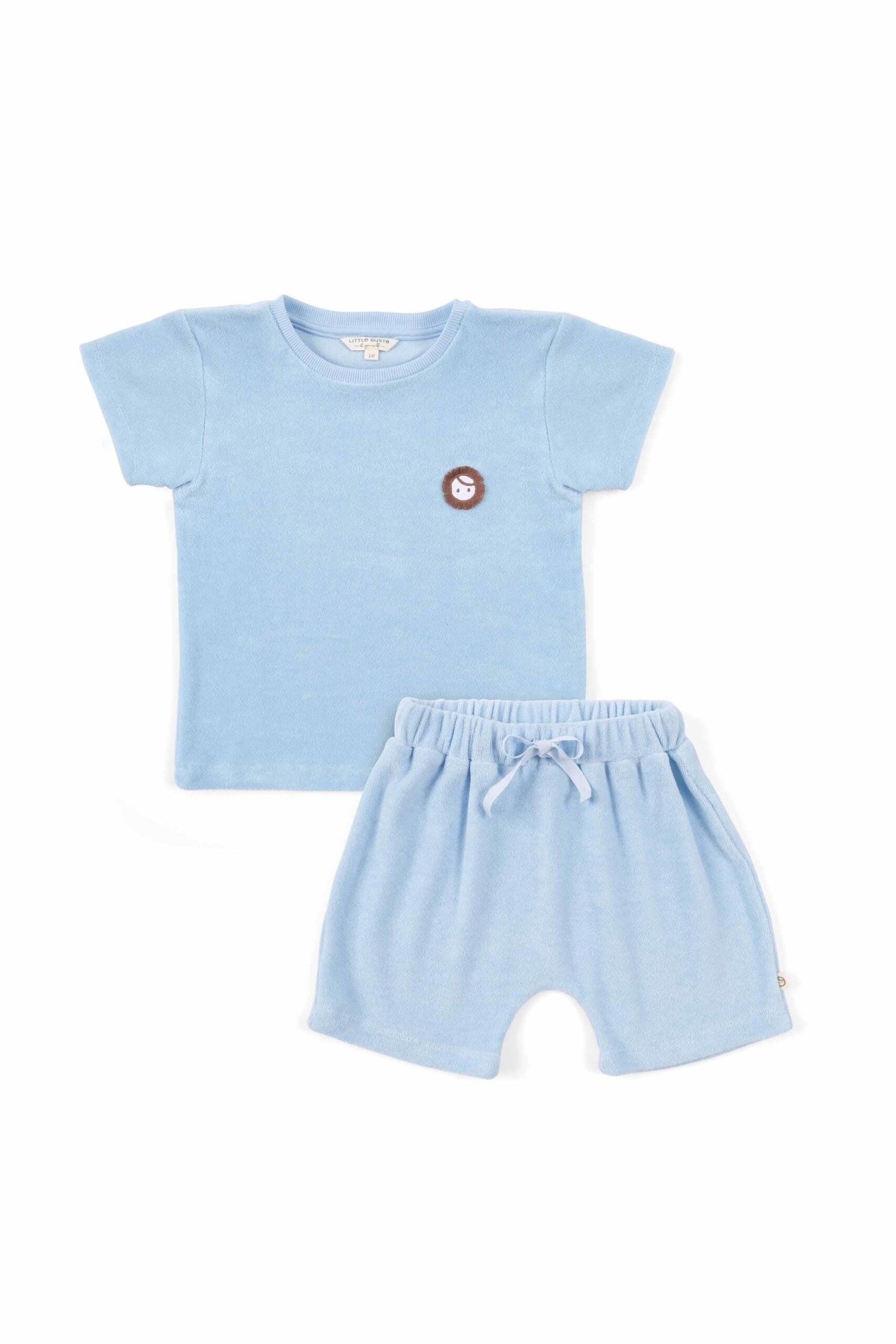 Blue Towel Short Sleeve Shorts Set for Babies | Soft & Absorbent 