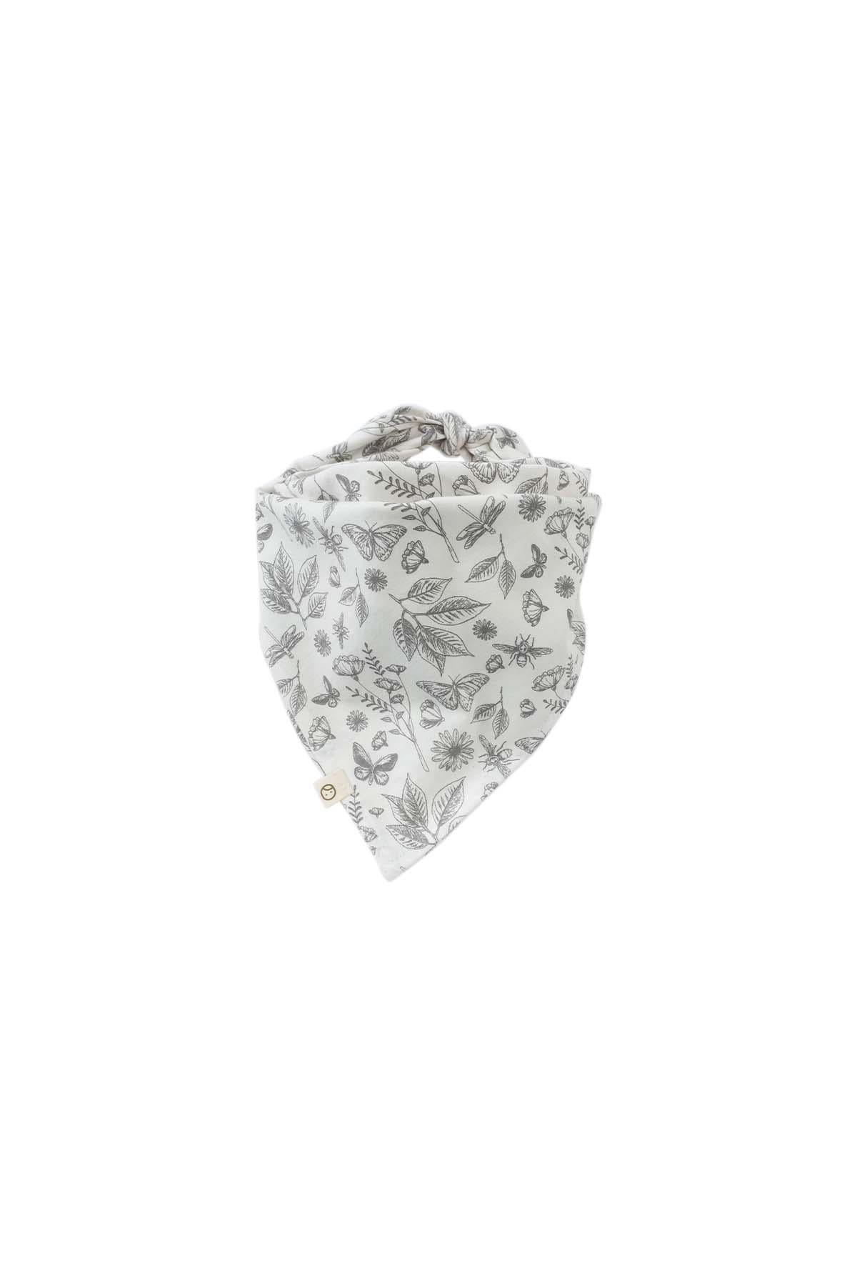 Organic Cotton Scarf Bandana for Kids in White with Print 