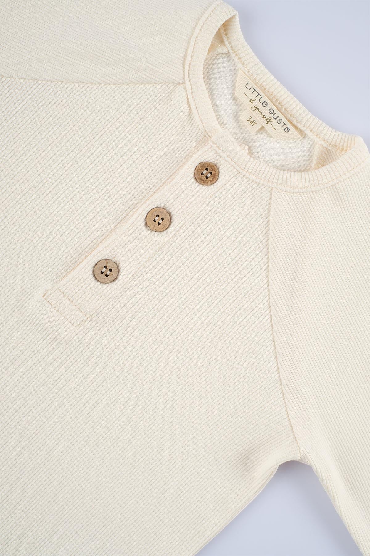 Beige Organic Cotton Ribbed Longsleeve for Kids | Soft & Sustainable