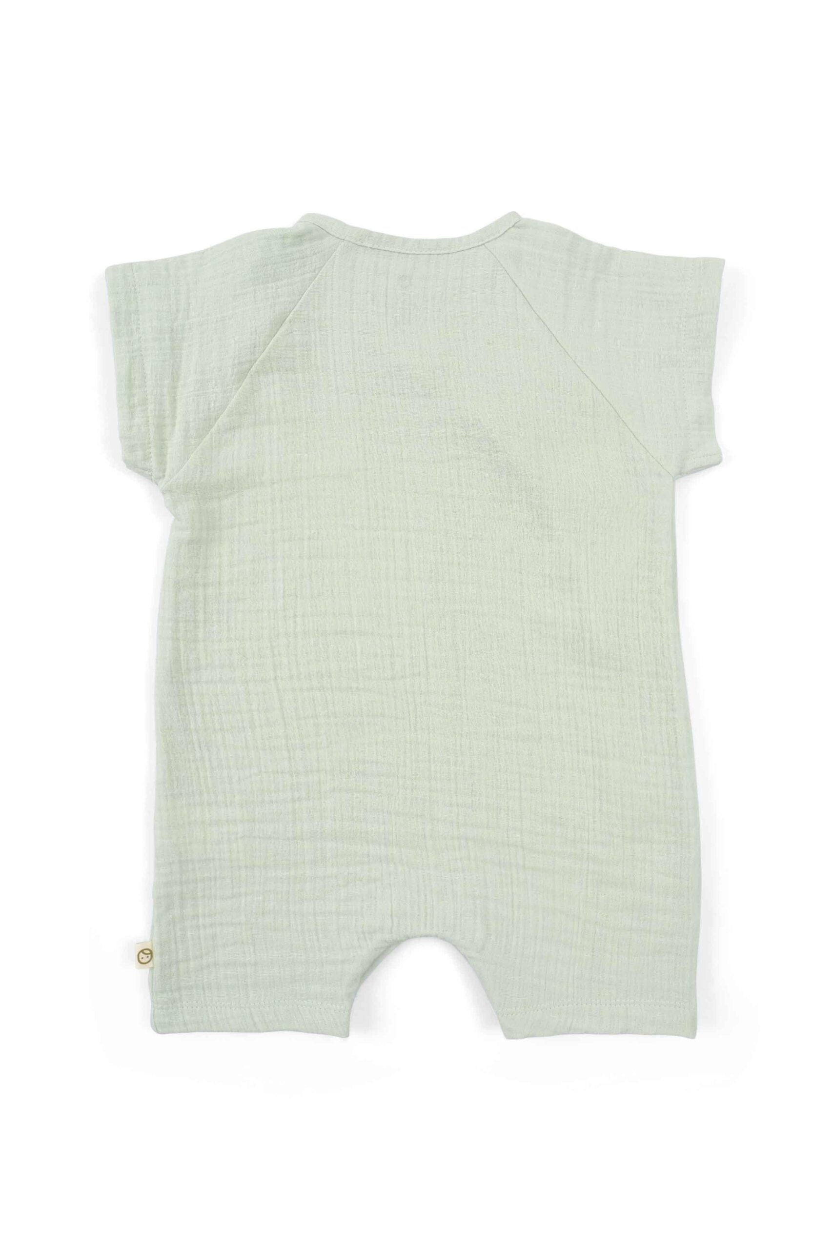 Organic Cotton Muslin Side Collared Romper in Green - Soft and Comfortable