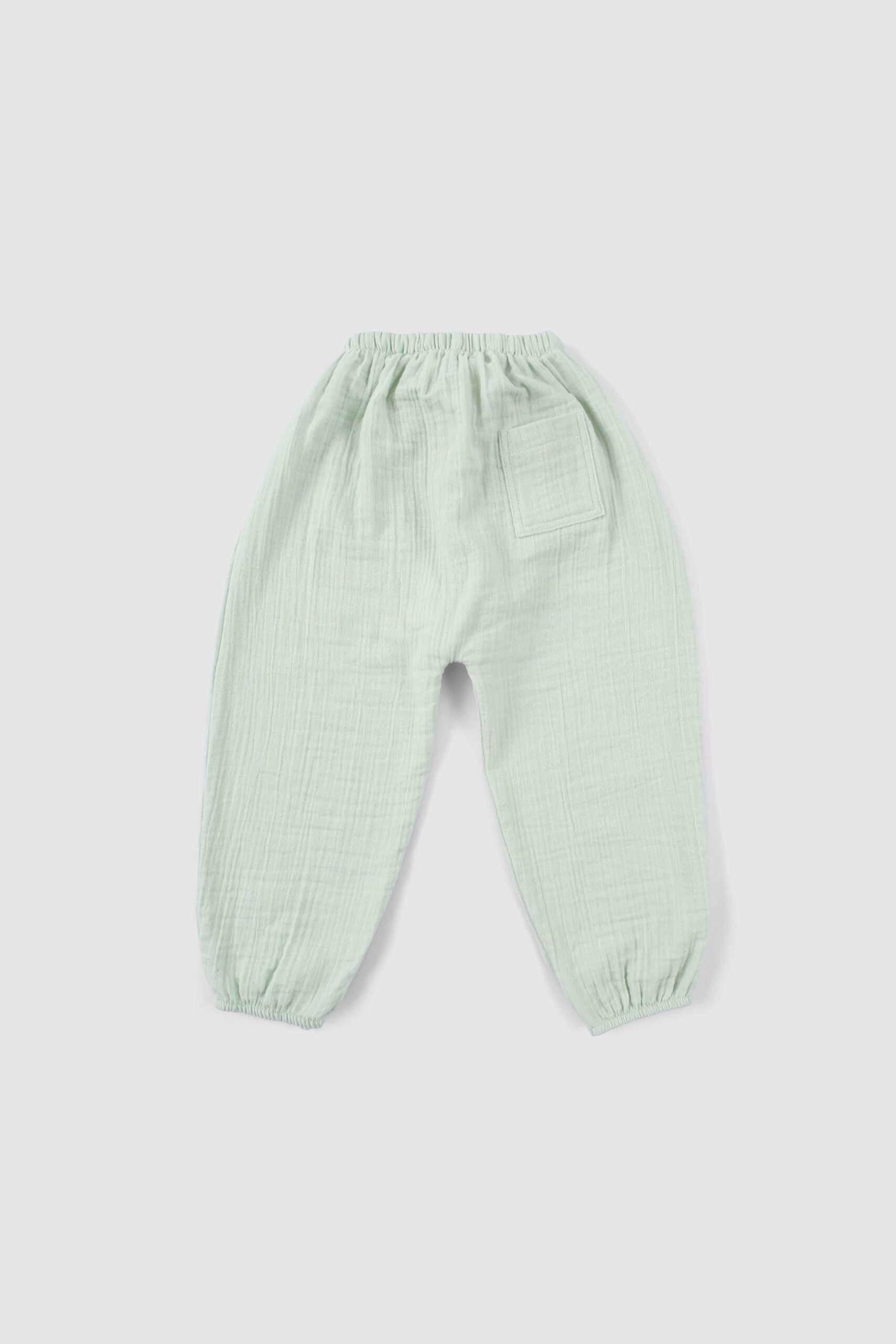 Organic Cotton Muslin Trousers for Kids - Green | Soft and Durable