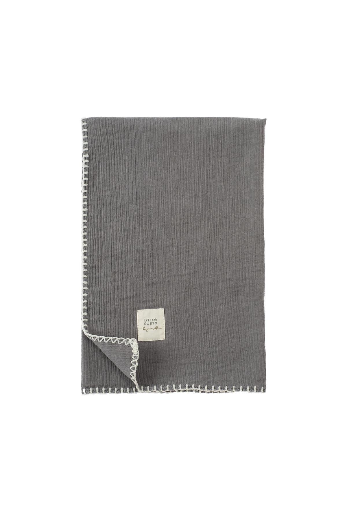 Organic Cotton Muslin Swaddle 120x120 cm - Grey | Ultra-Soft Baby Blanket