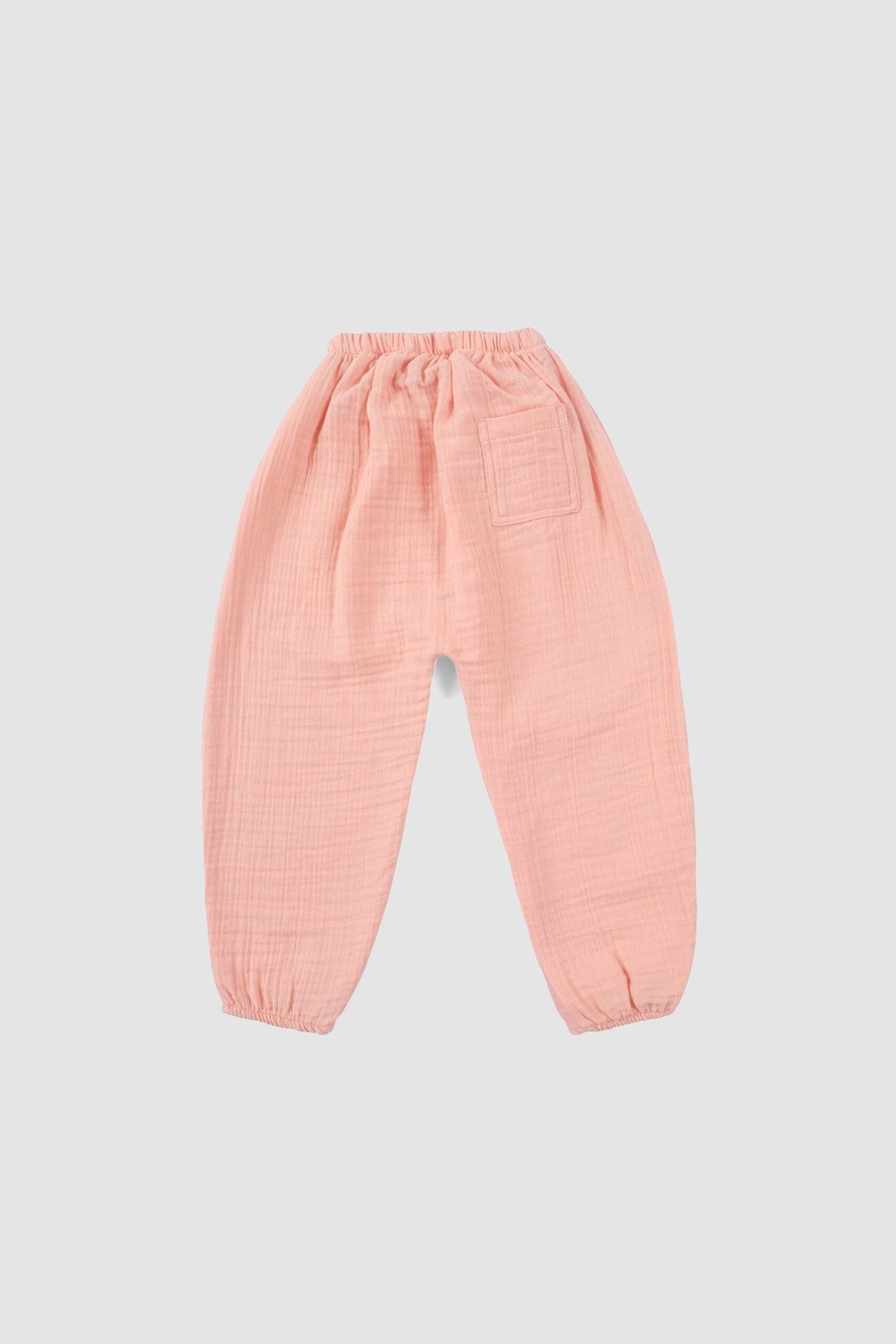 Organic Cotton Muslin Trousers in Pink | Breathable Children's Wear