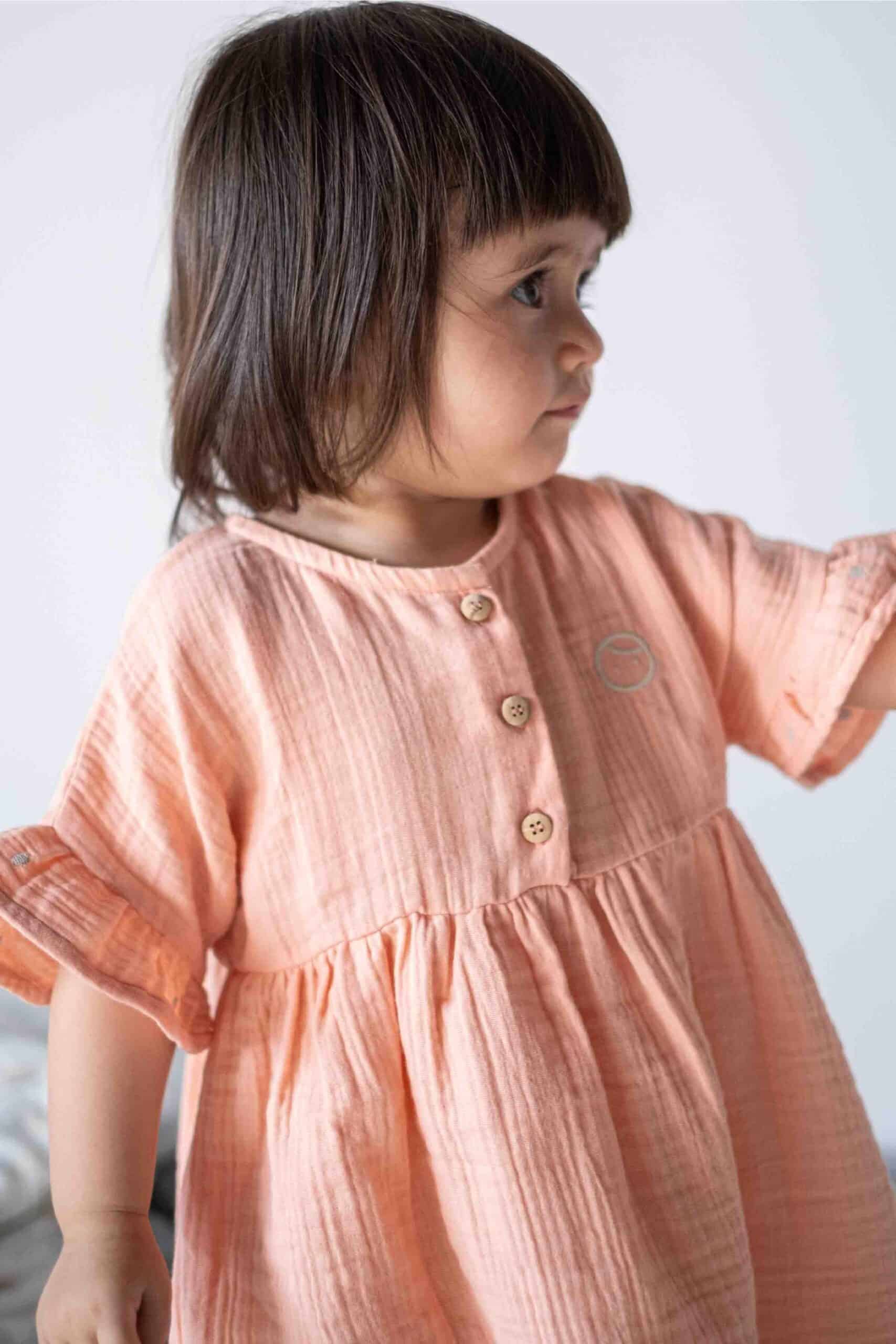 Organic Cotton Muslin Dress in Pink - Soft, Airy, and Stylish