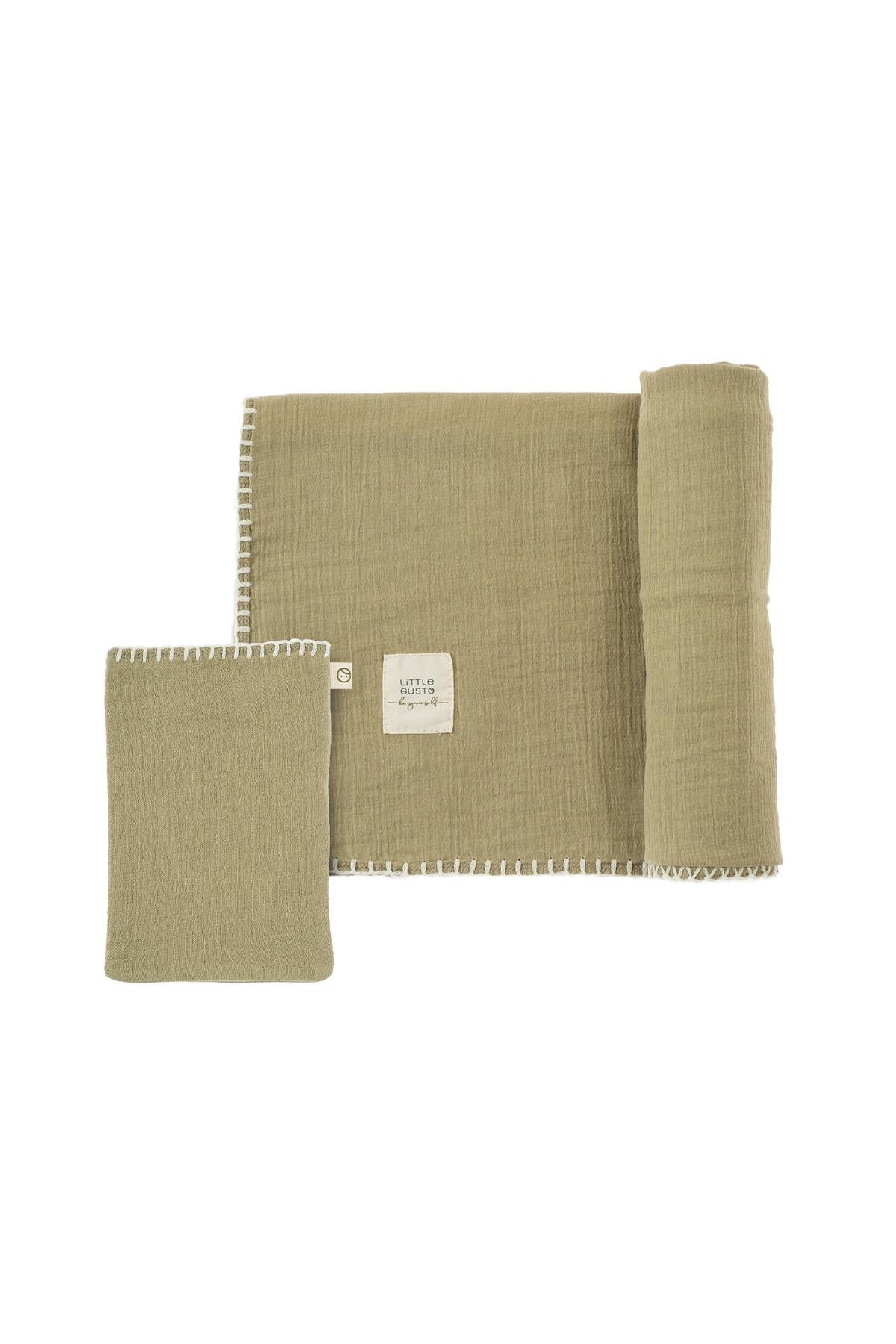 Organic Cotton Muslin Swaddle - Khaki | Soft & Cozy for Baby Comfort