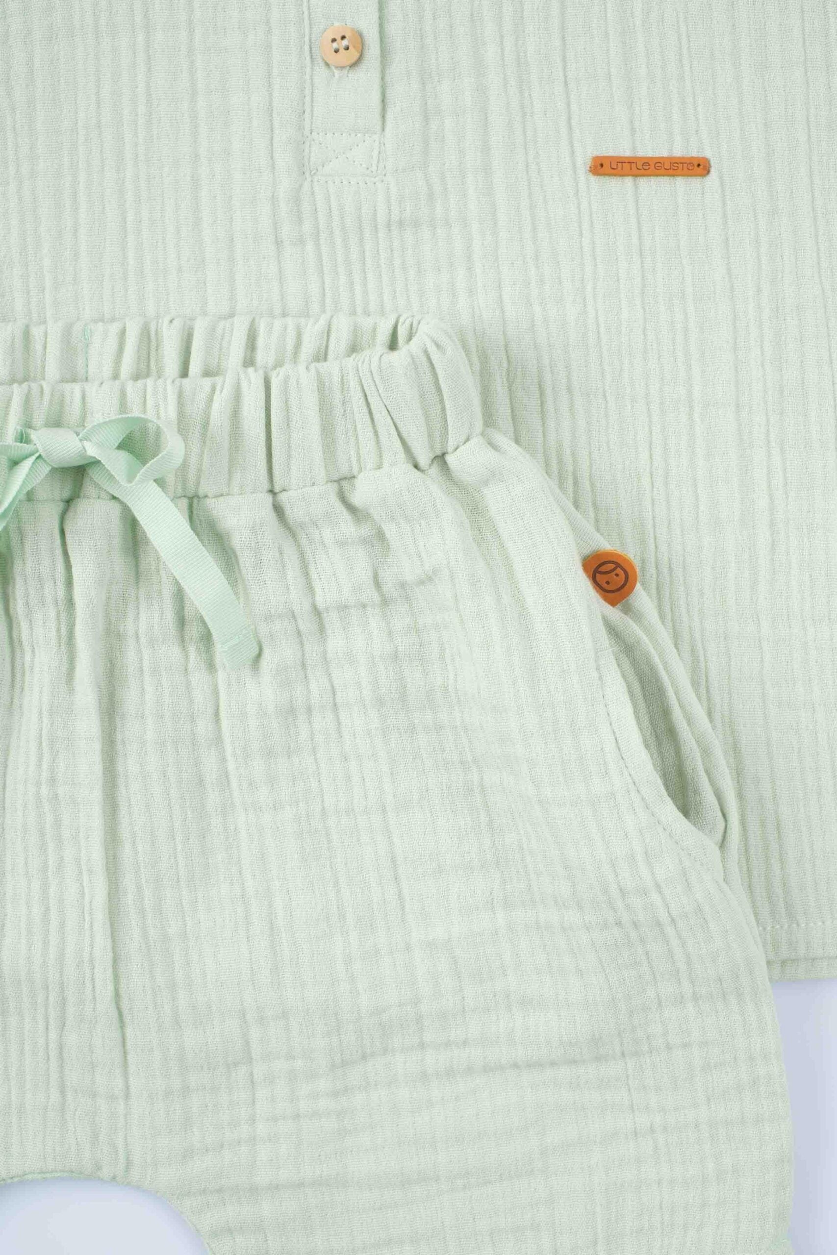 Organic Cotton Muslin Set in Green - Water-Absorbent