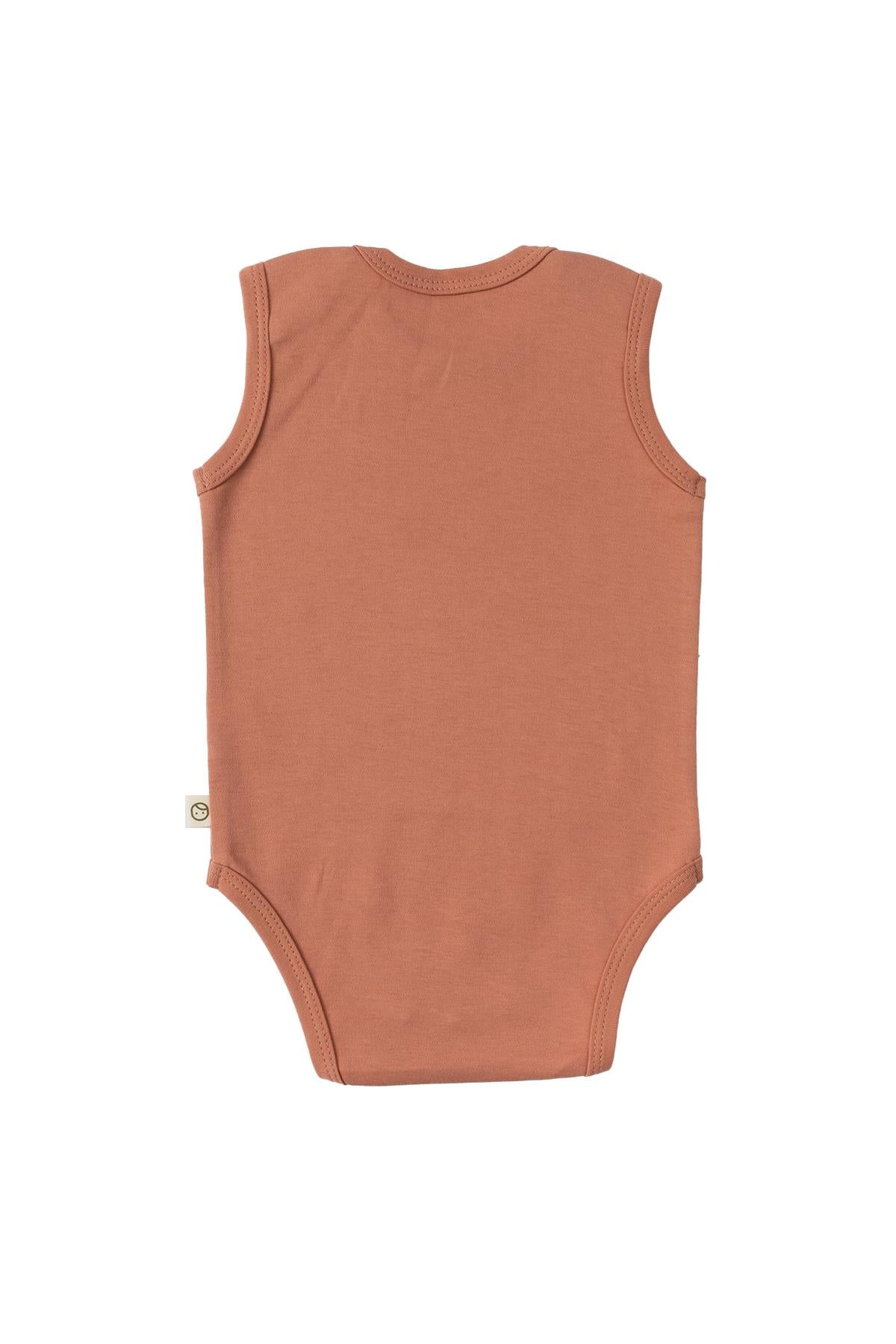 Pink Organic Cotton Sleeveless Bodysuit with Gusto Print - Soft & Cute