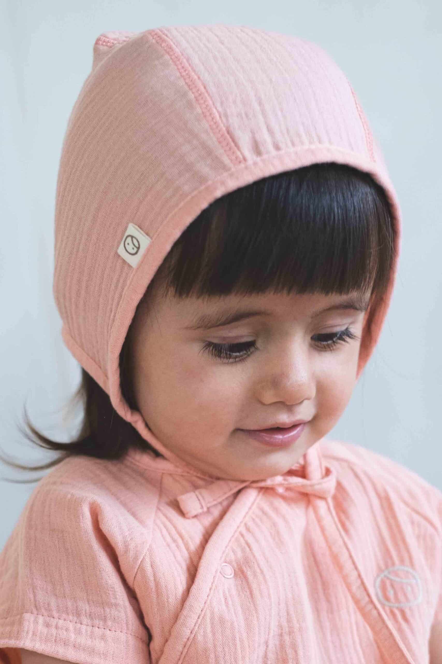 Organic Cotton Muslin British Baby Hat in Pink - Soft and Stylish