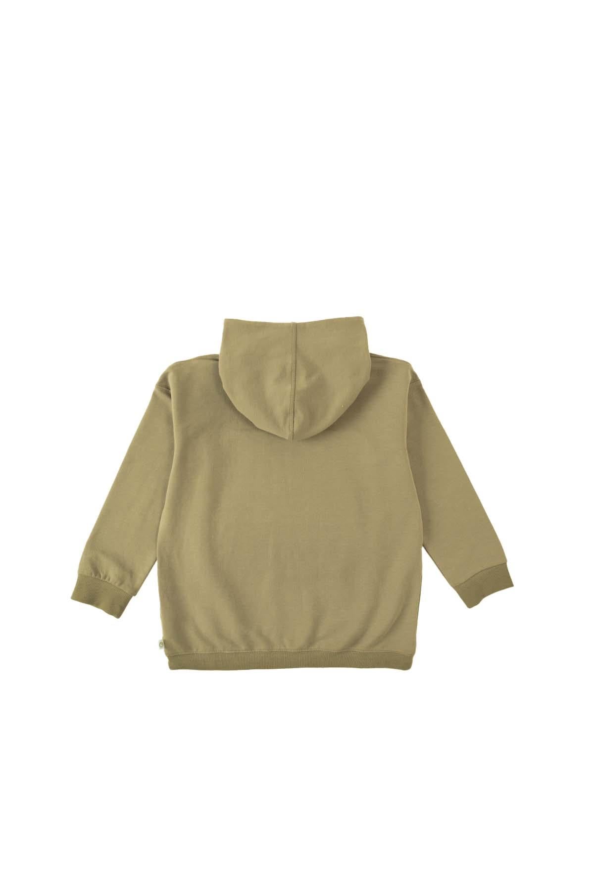 Organic Cotton Hooded Sweatshirt with Pocket - Khaki