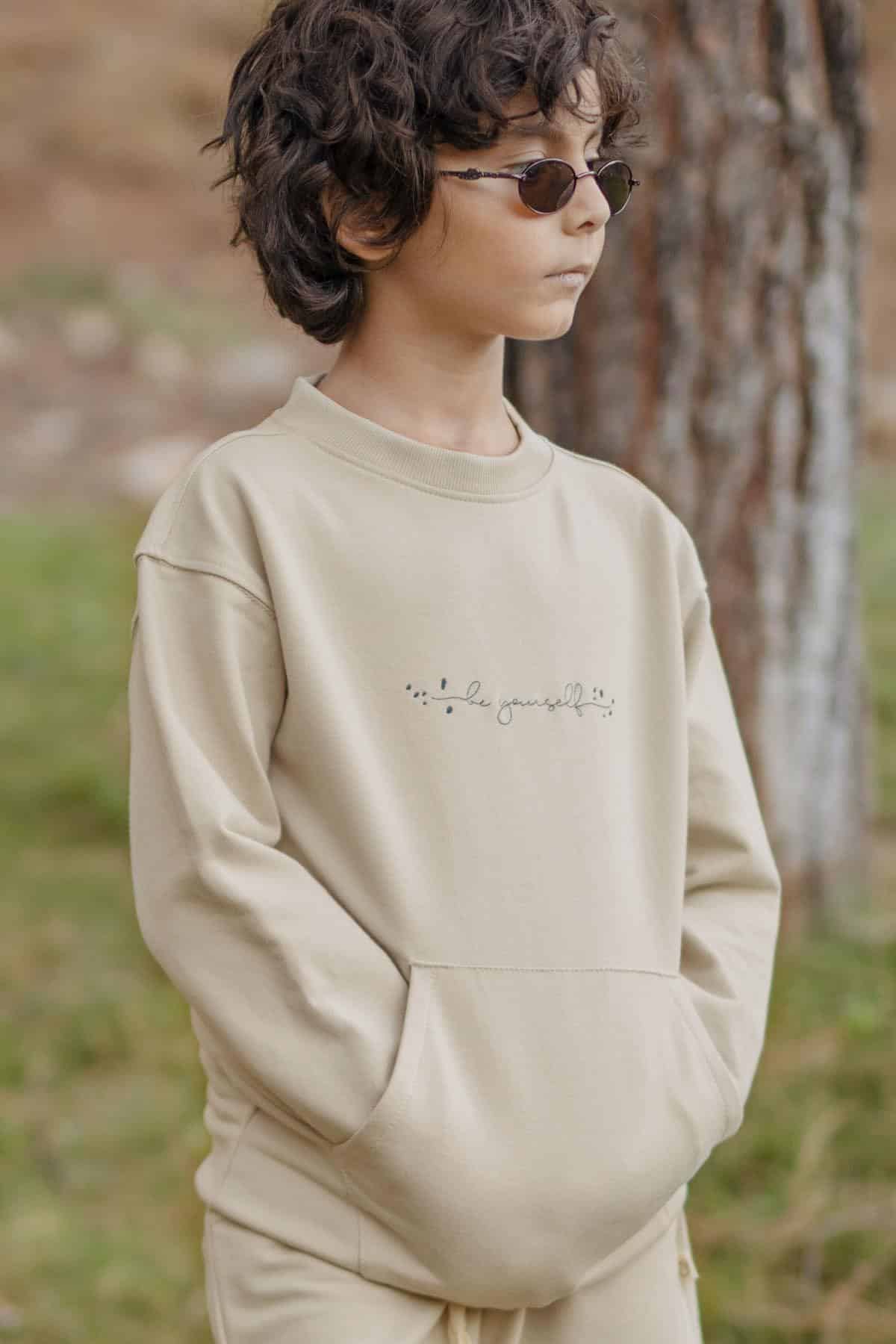 Beige Organic Cotton Sweatshirt - Soft, Cozy & Sustainable