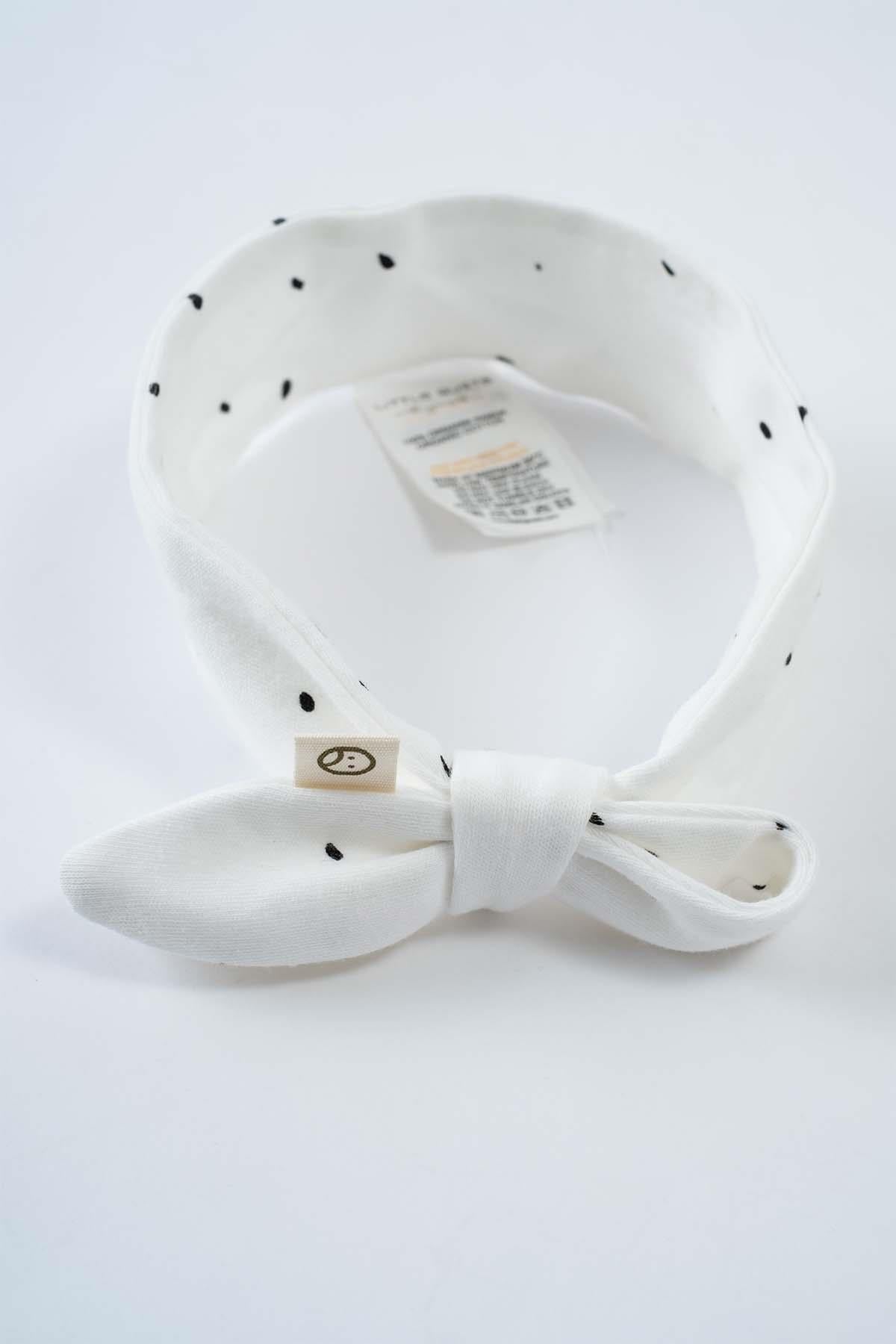 Organic Cotton Headband - White Dots | Soft, Stylish, and Comfortable