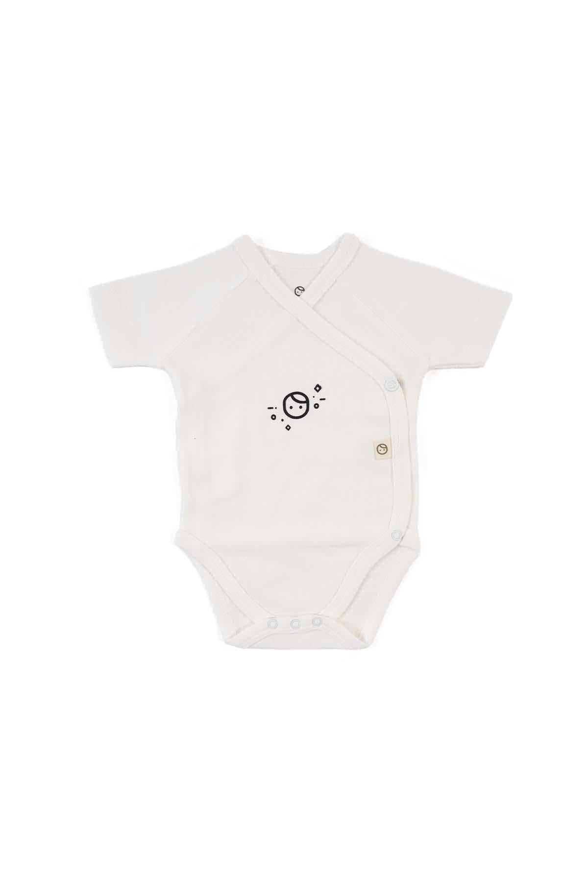 White Organic Cotton Kimono-Style Bodysuit for Kids - Side Snap Design