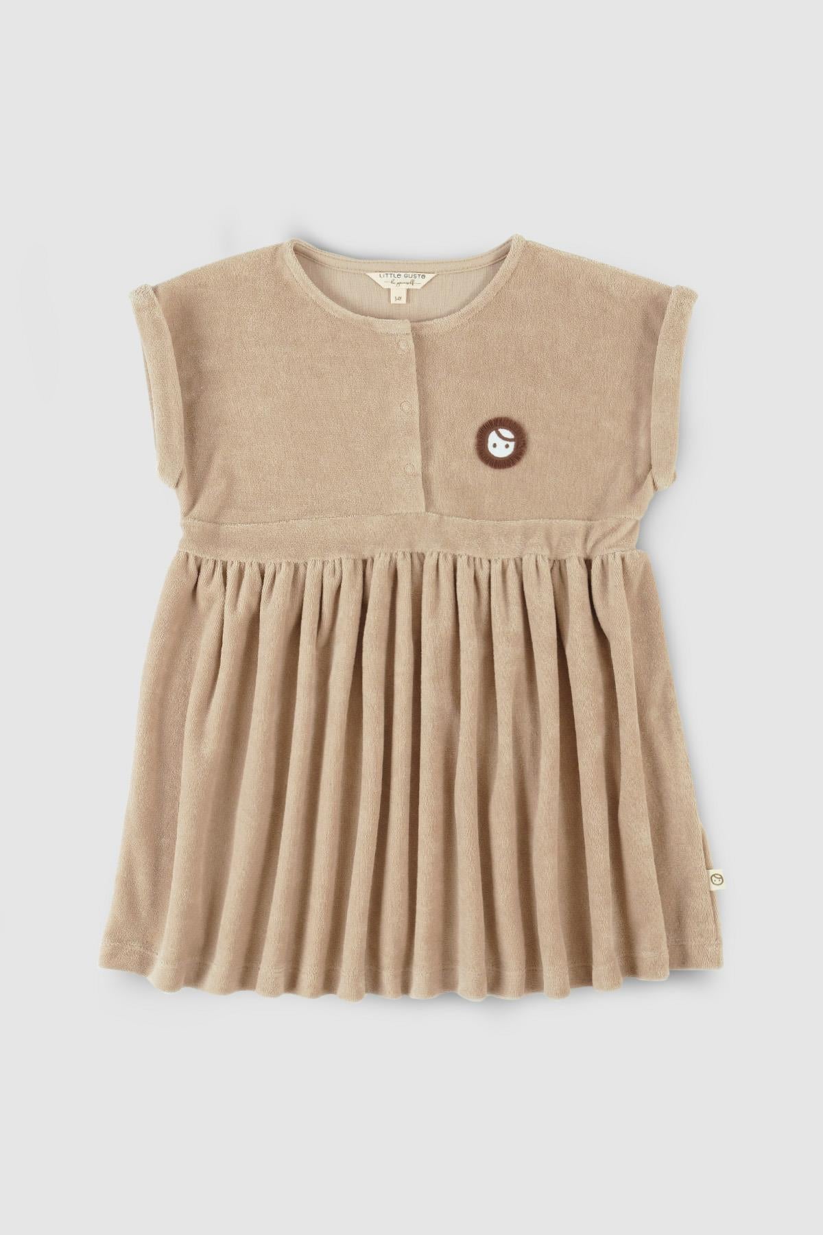 Beige Organic Cotton Short Sleeve Beach Dress for Kids | Summer Style