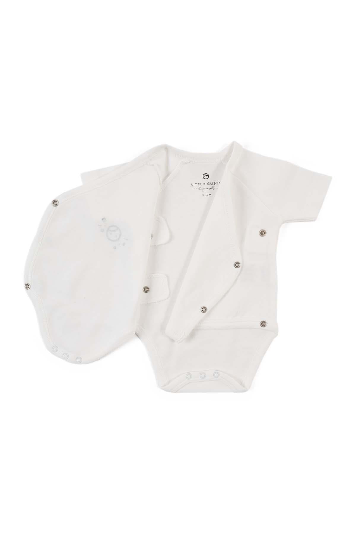 White Organic Cotton Kimono-Style Bodysuit for Kids - Side Snap Design