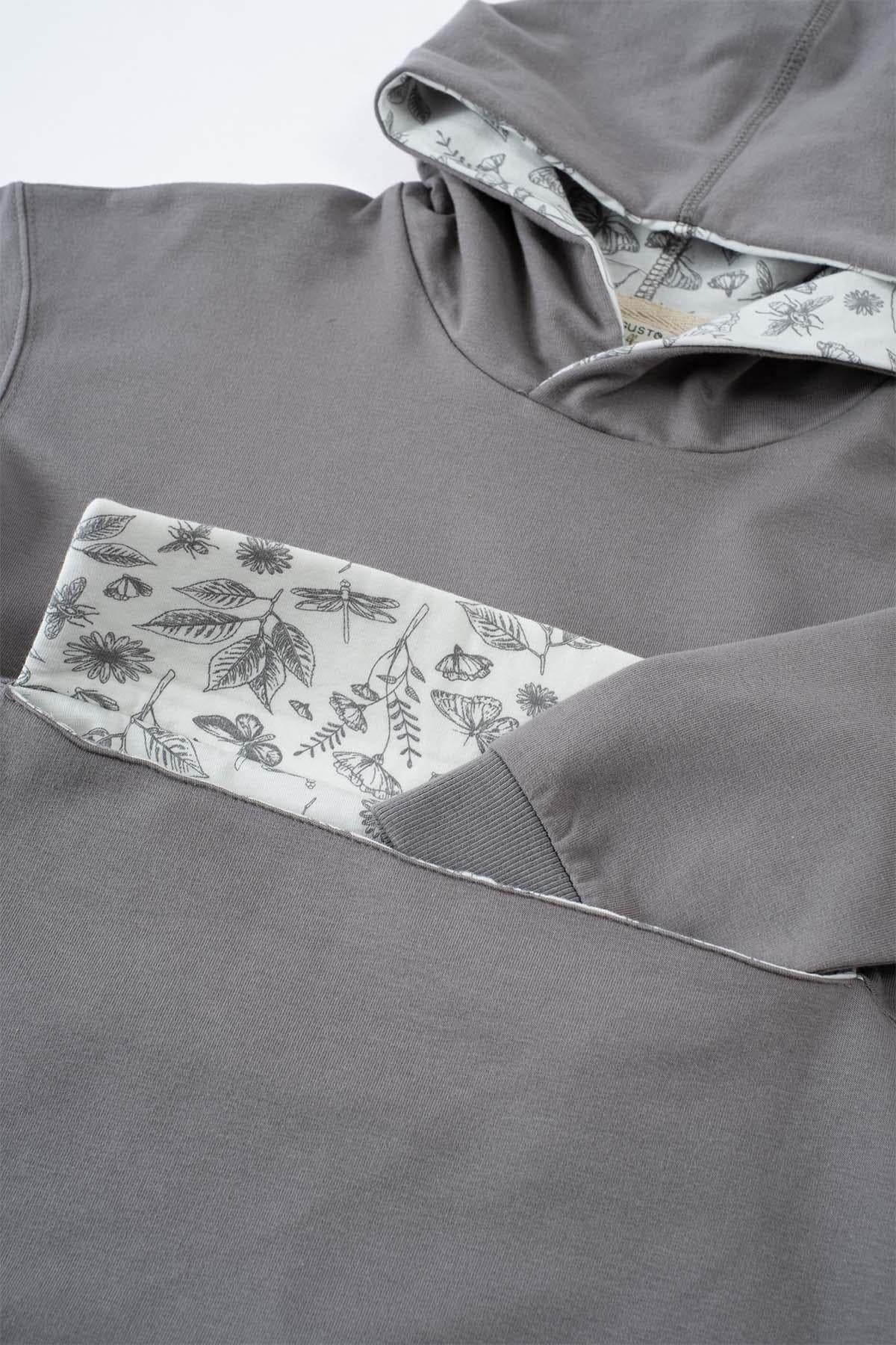 Organic Cotton Hooded Sweatshirt with Pocket - Grey | Soft