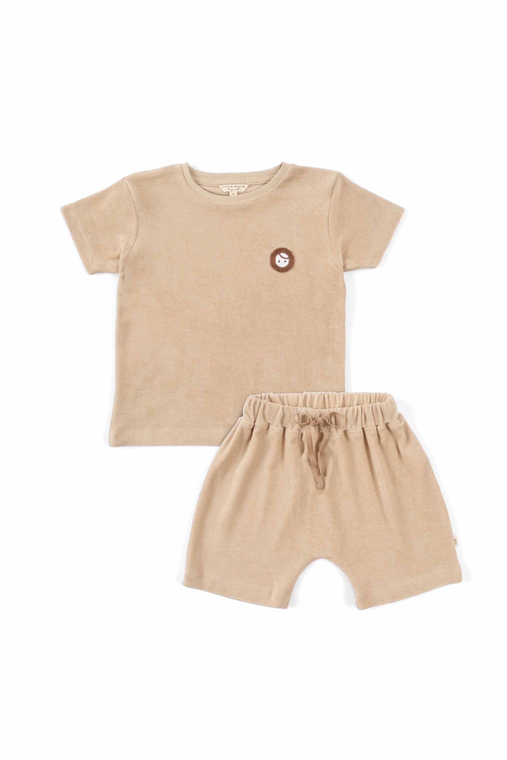 Towel Short Sleeve Shorts Set - Beige | Baby Set