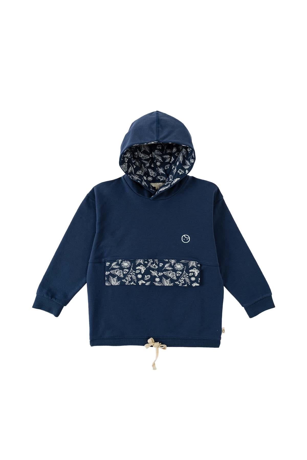 Organic Cotton Hooded Sweatshirt with Pocket - Navy Blue | Soft, Warm, and Stylish