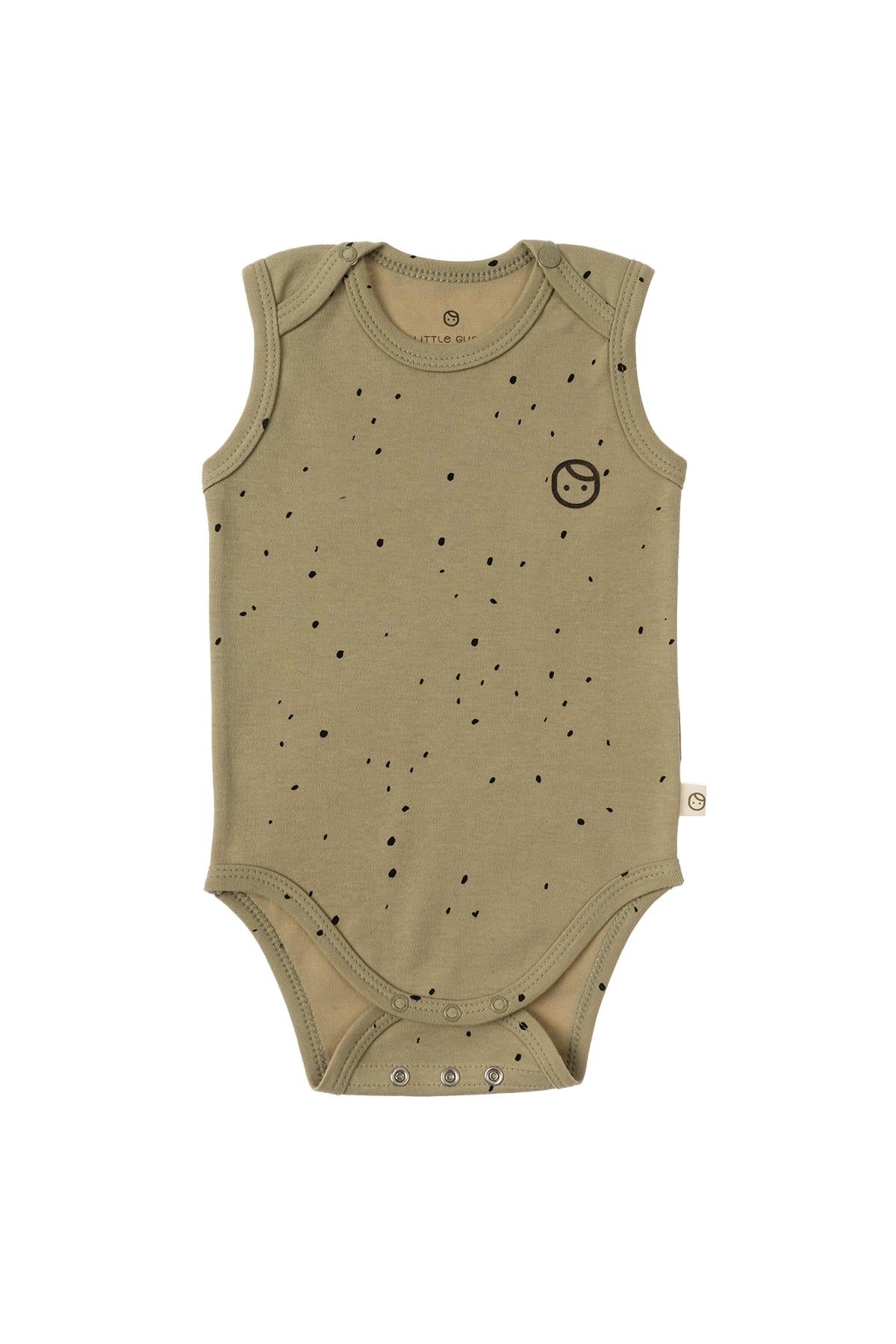 Khaki Cosmos Organic Cotton Sleeveless Bodysuit - Soft & Breathable