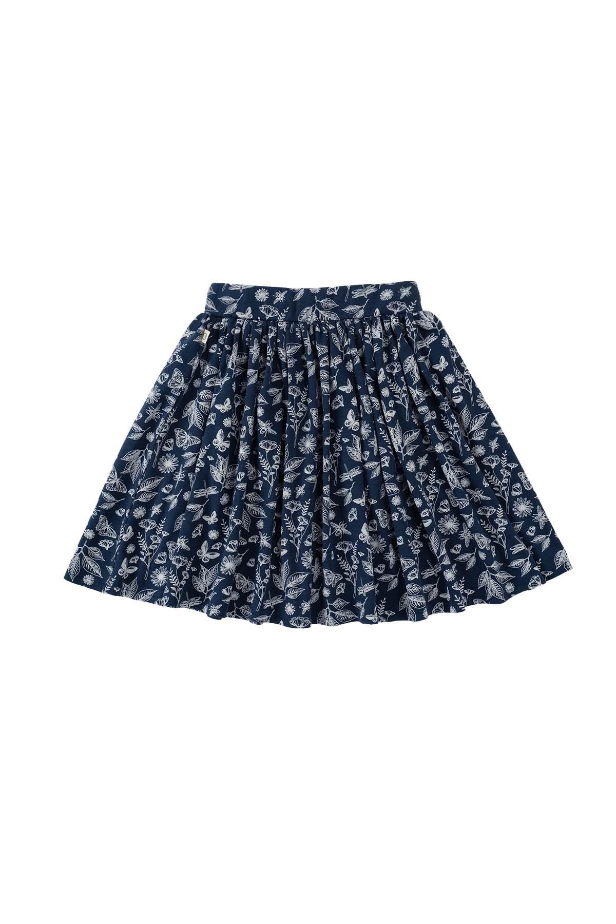 Organic Cotton Mini Skirt in Navy Blue - Sustainable