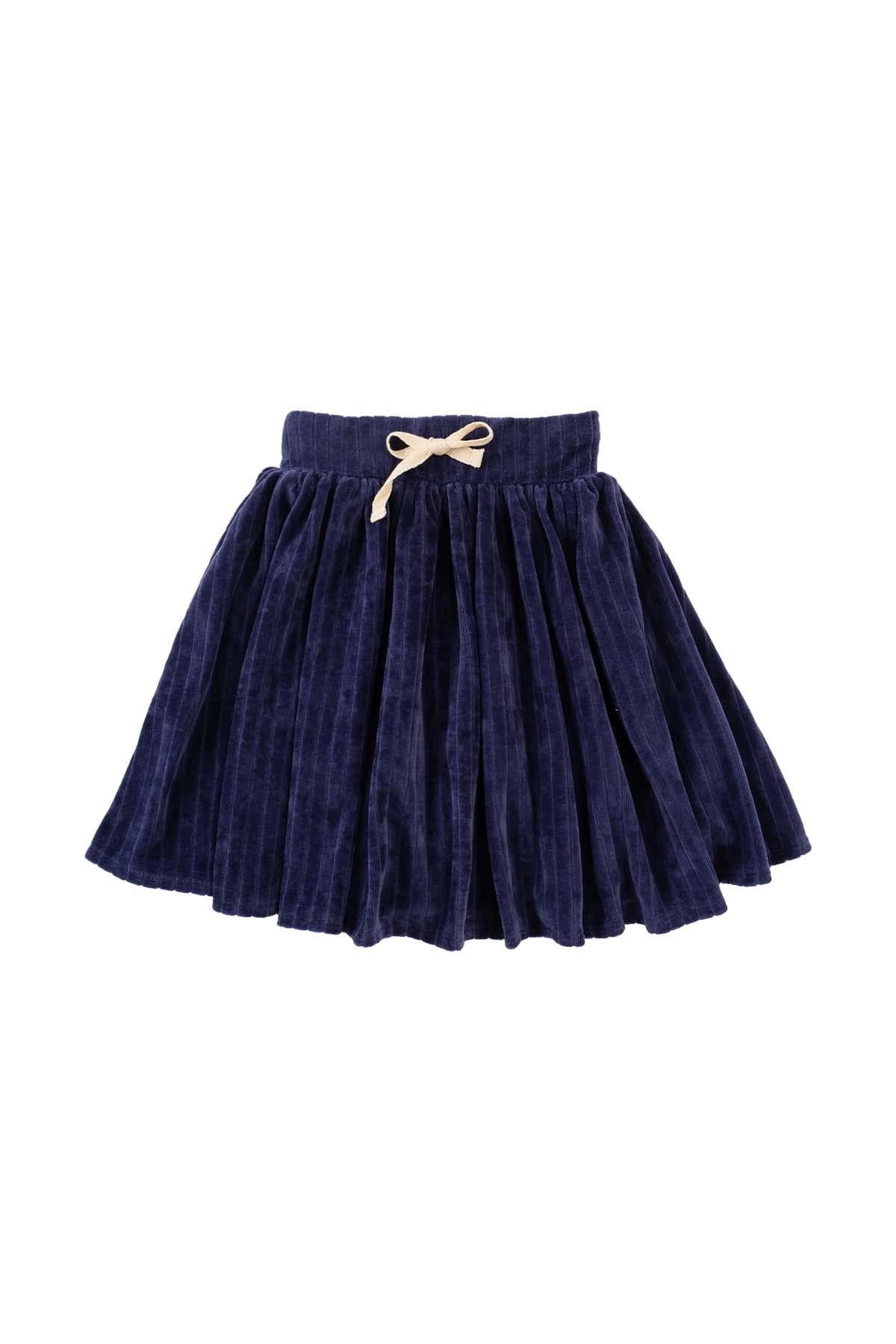 Navy Blue Velvet Mini Skirt for Girls | Elegant & Trendy Kids Wear