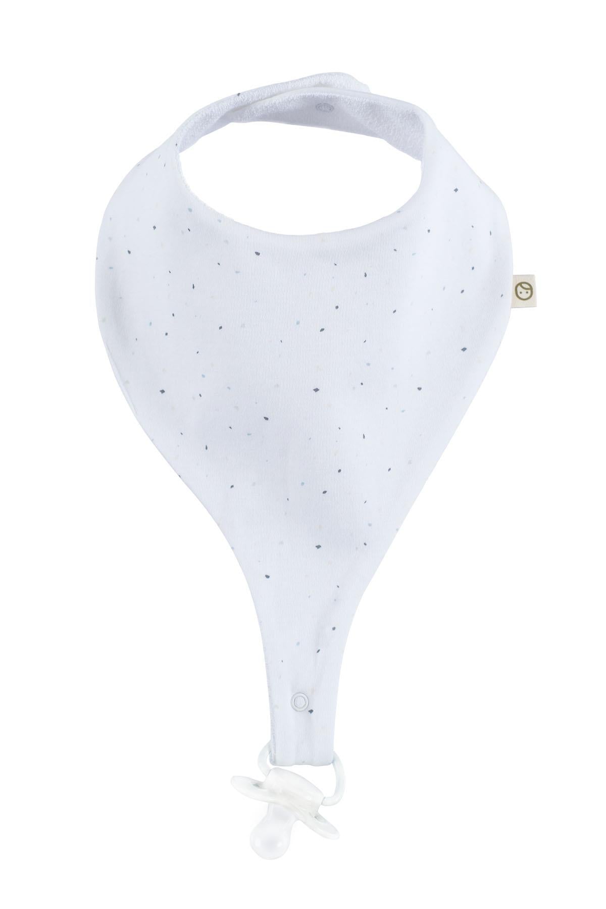 Liquid Proof Organic Cotton Dummy Bib - Cosmos White | Soft & Absorbent Baby Bib