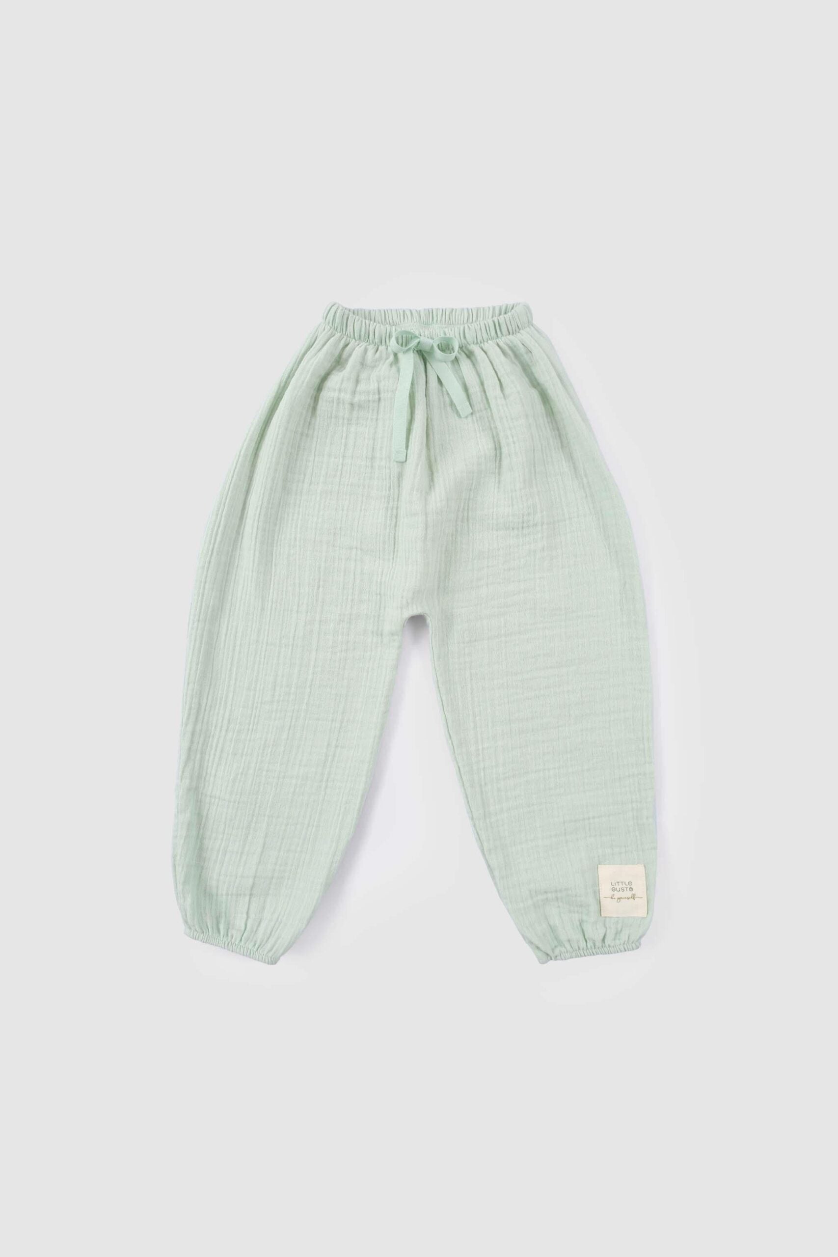 Organic Cotton Muslin Trousers for Kids - Green | Soft and Durable