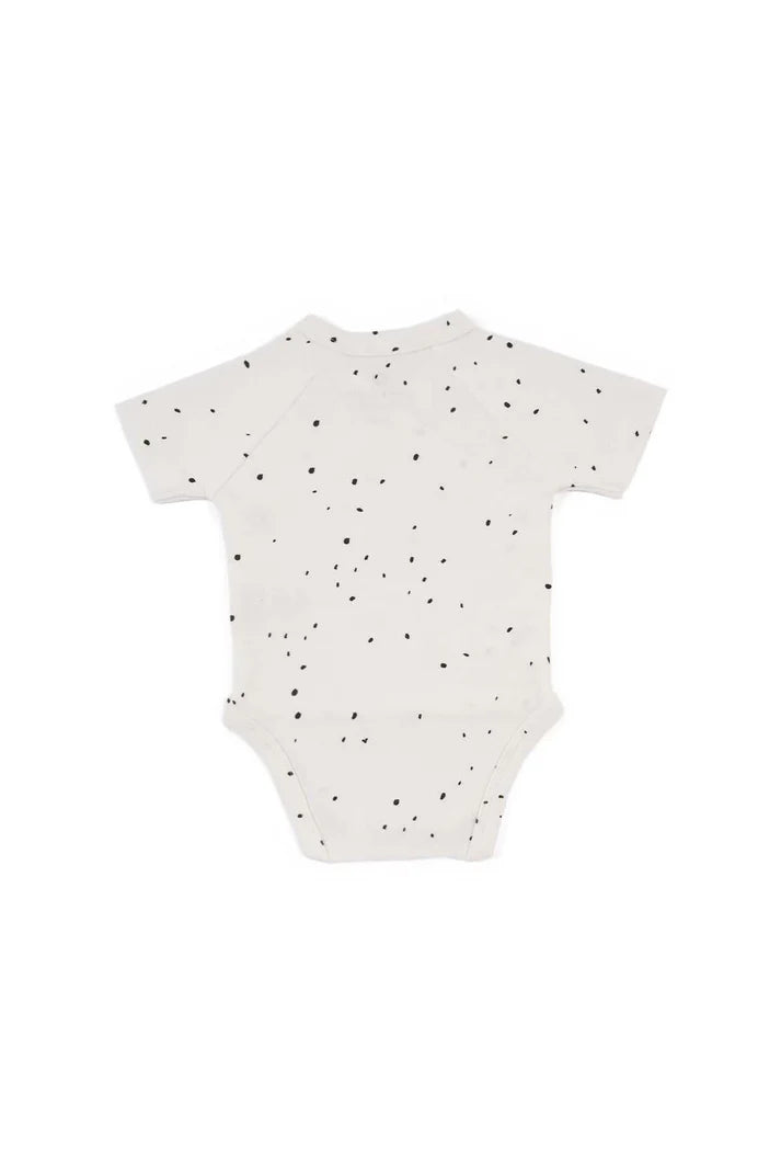 Organic Cotton Short Sleeve Side Snap Kimono-Style Bodysuit - Cosmos White