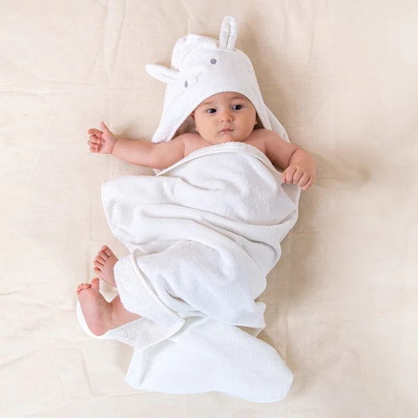 Organic Cotton Lamb Towel Poncho - White