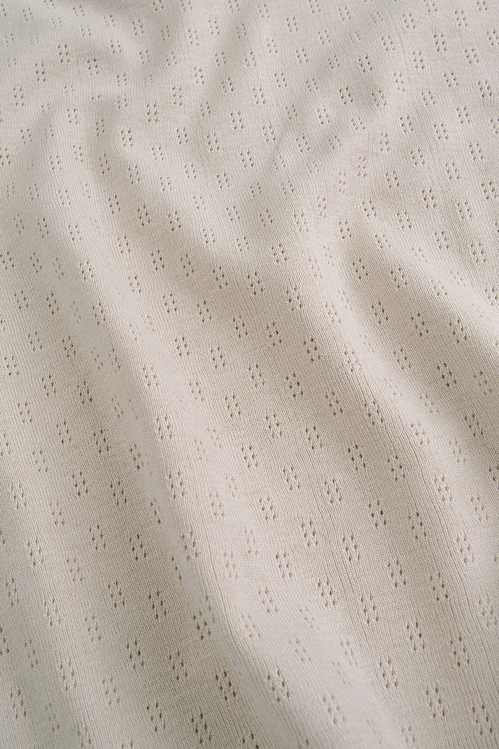 Organic Cotton Pointelle Baby Shorts Set - Beige