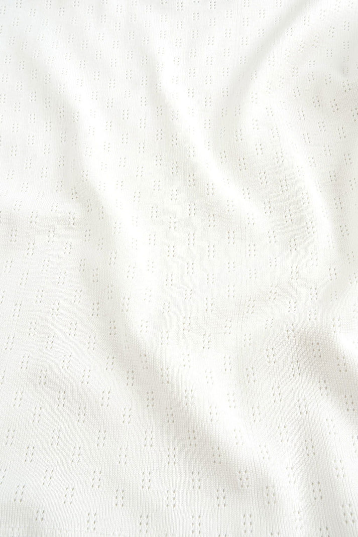 Organic Cotton Long Sleeve Side Snap Pointelle Bodysuit - White