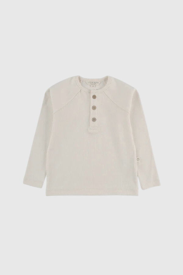 Organic Cotton Ribbed Longsleeve Sweatshirt - Beige