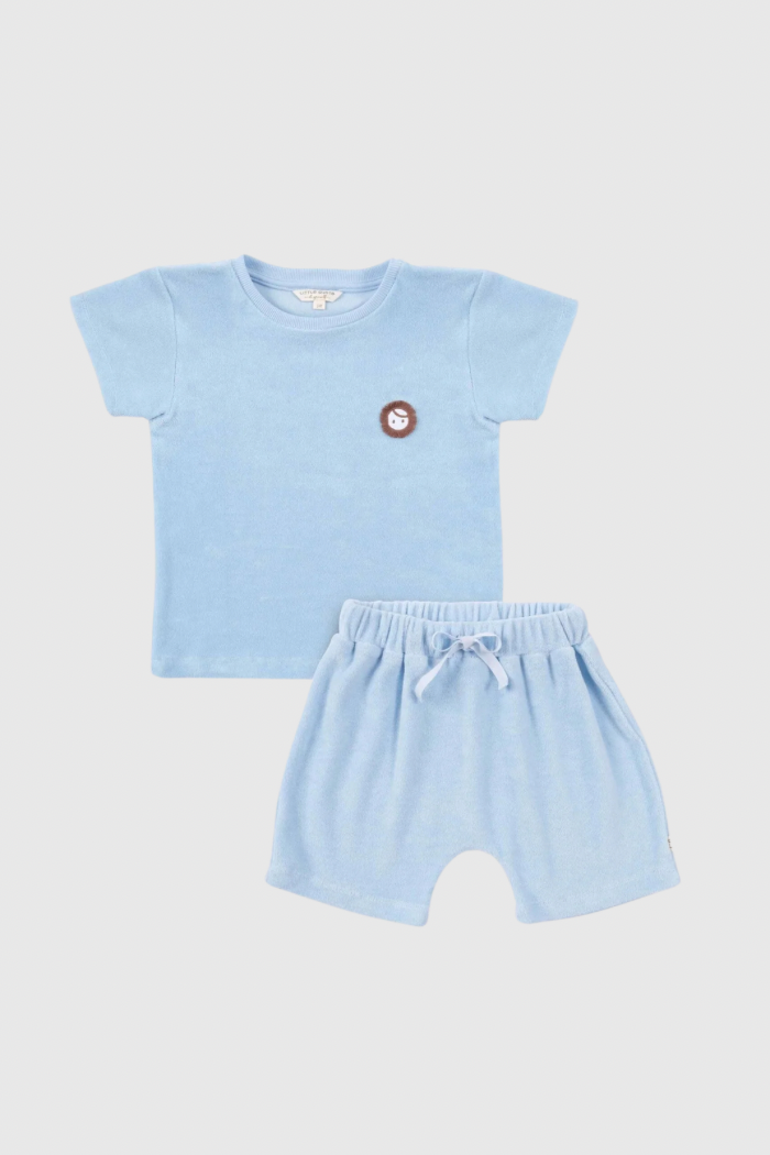 Towel Short Sleeve Shorts Set - Blue