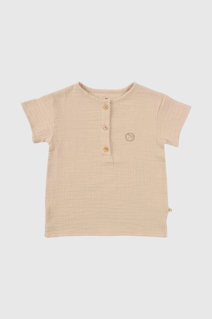 Organic Cotton Muslin T-Shirt - Beige