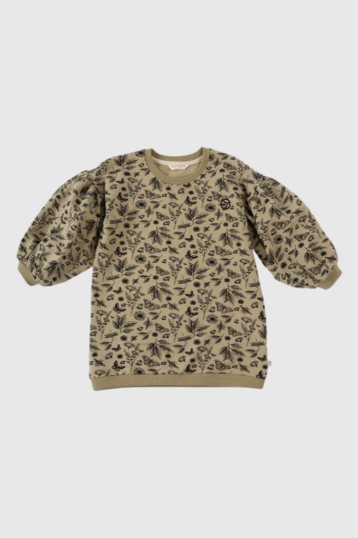 Organic Cotton Balloon Sleeve Sweatshirt - Khaki