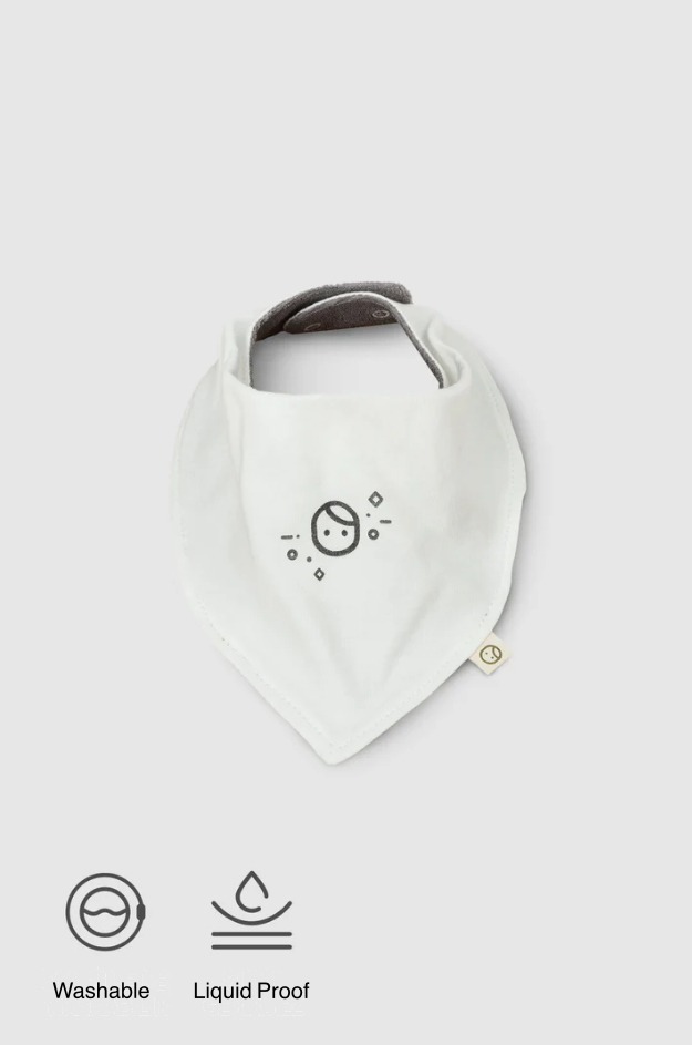 Liquid Proof Organic Cotton Scarf Bib with Gusto Pattern - White