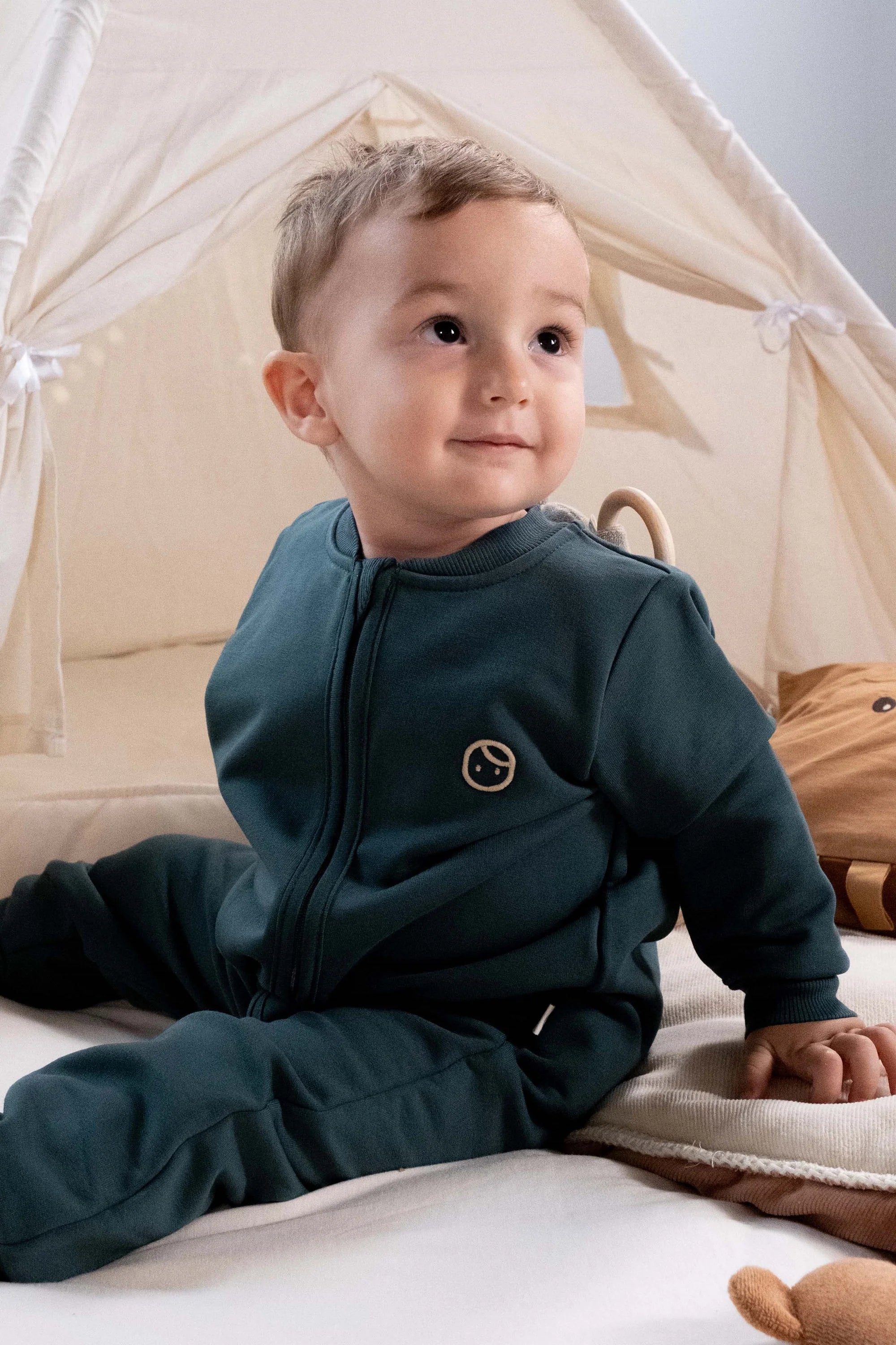 Organic Cotton Zipped Onesie - Green
