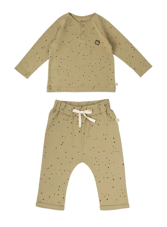 Cosmos Khaki Organic Cotton Pyjama Set | Eco-Friendly Comfort Sleepwear