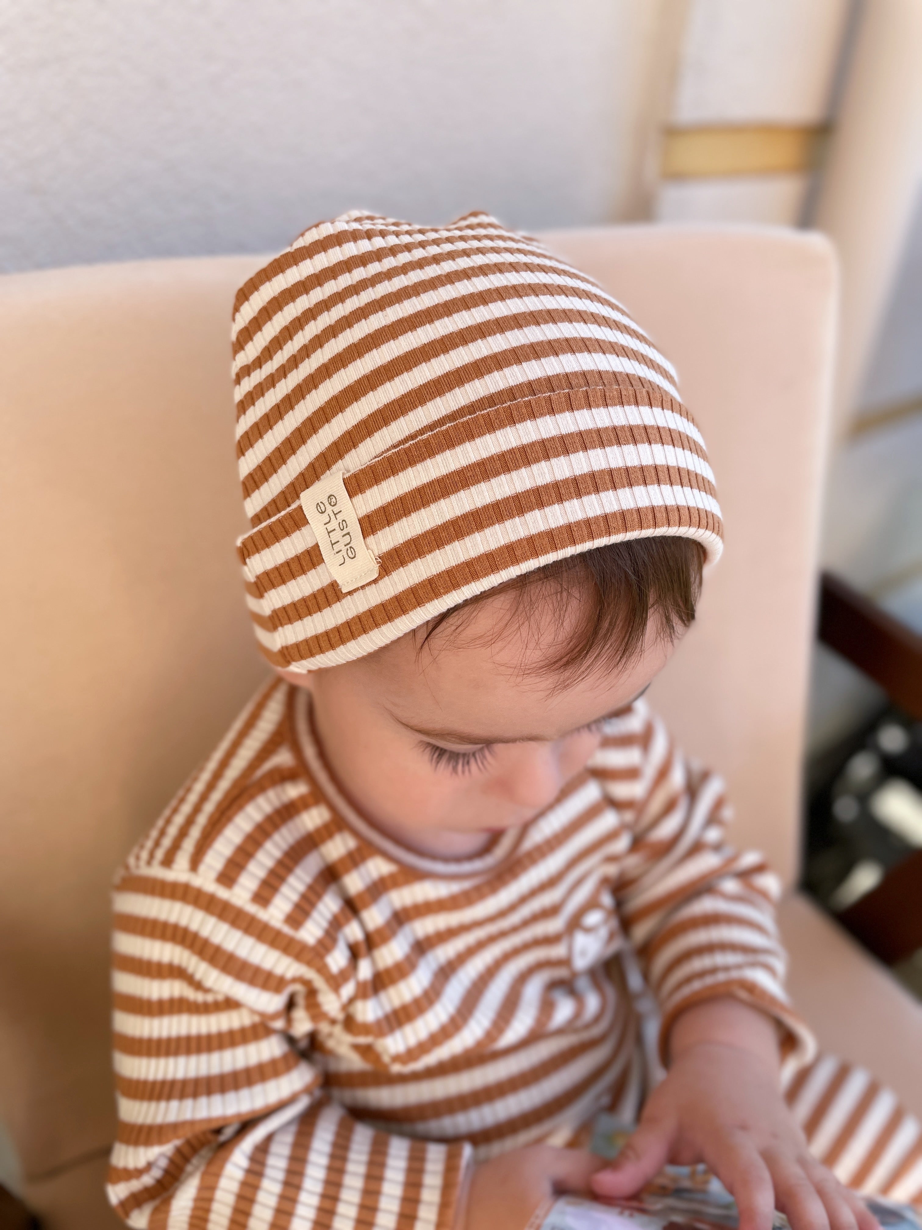 Organic Cotton Modal Baby Beanie - Brown
