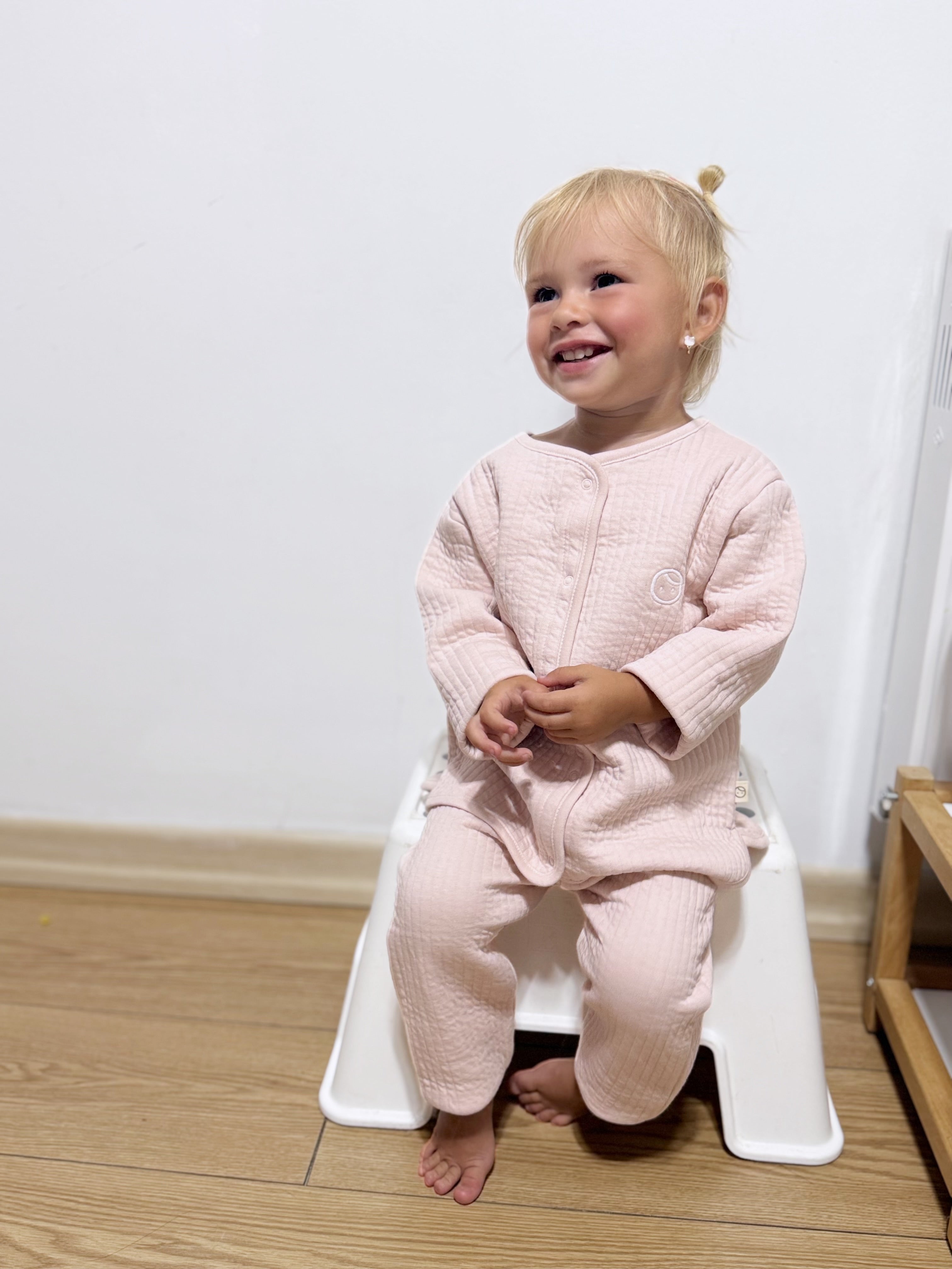 Organic Cotton Quilted Baby Tracksuit Set - Pink