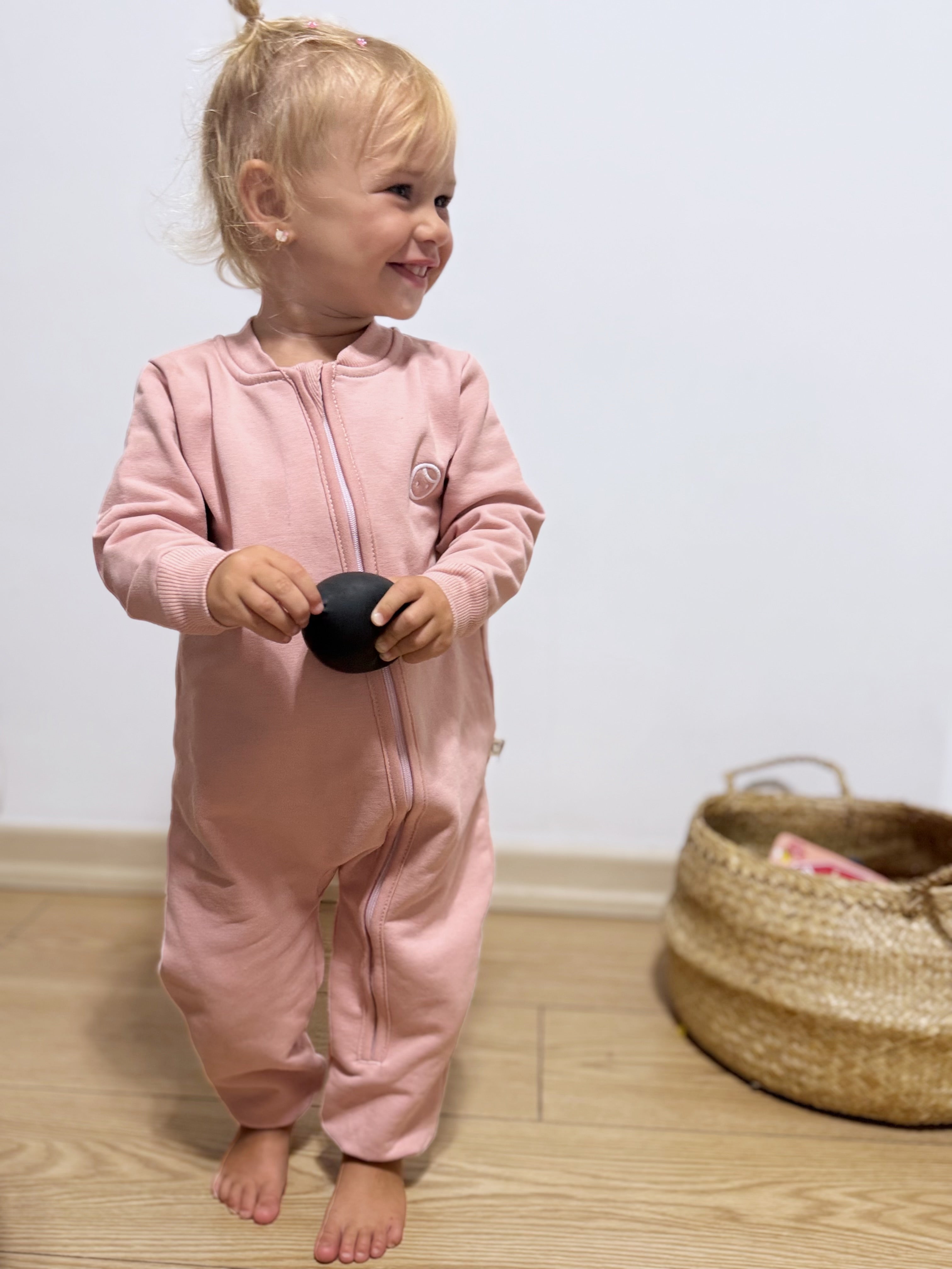 Organic Cotton Zipped Onesie - Pink