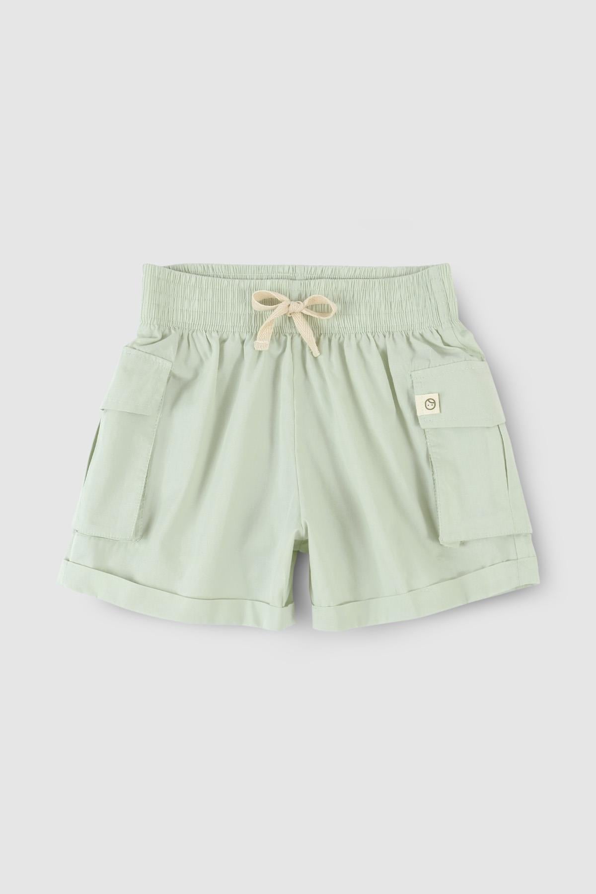 Organic Cotton Cargo Shorts - Green | Soft, Breathable, and Kid-Friendly Design