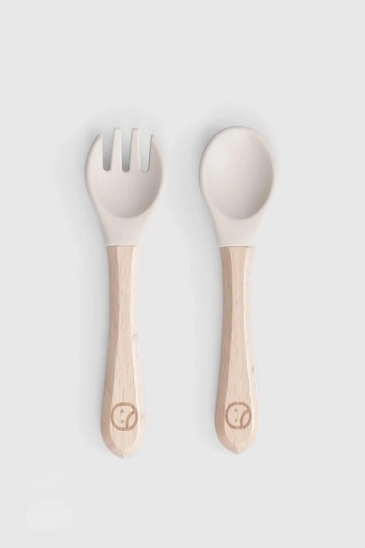 Baby cutlery set with bamboo handles, soft silicone tips, BPA-free for safe feeding, perfect for newborns.