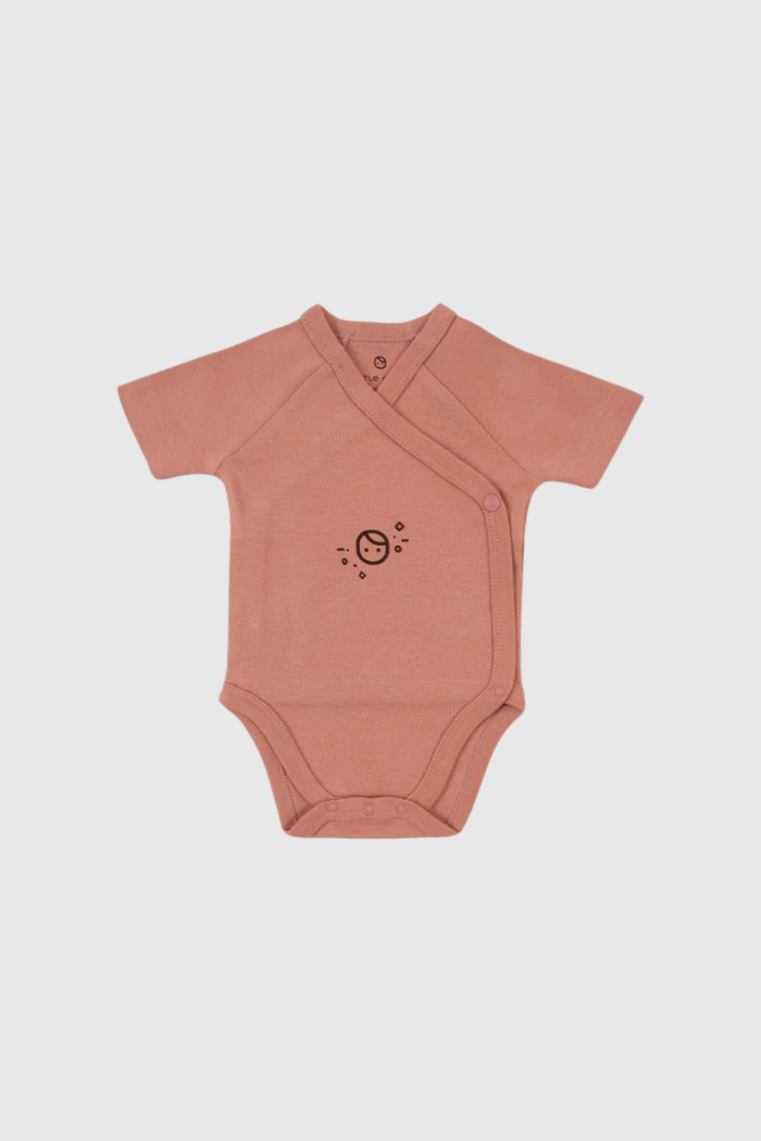 Pink Organic Cotton Kimono-Style Bodysuit for Kids - Easy Side Snaps