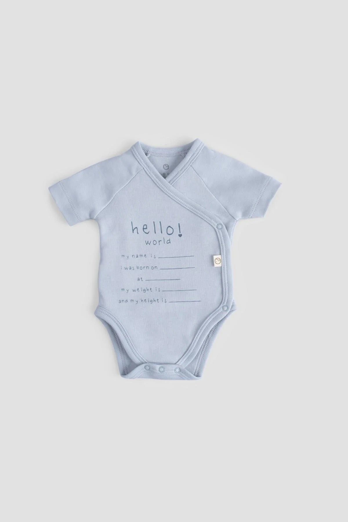 Organic Cotton Hello World Newborn Bodysuit - Blue