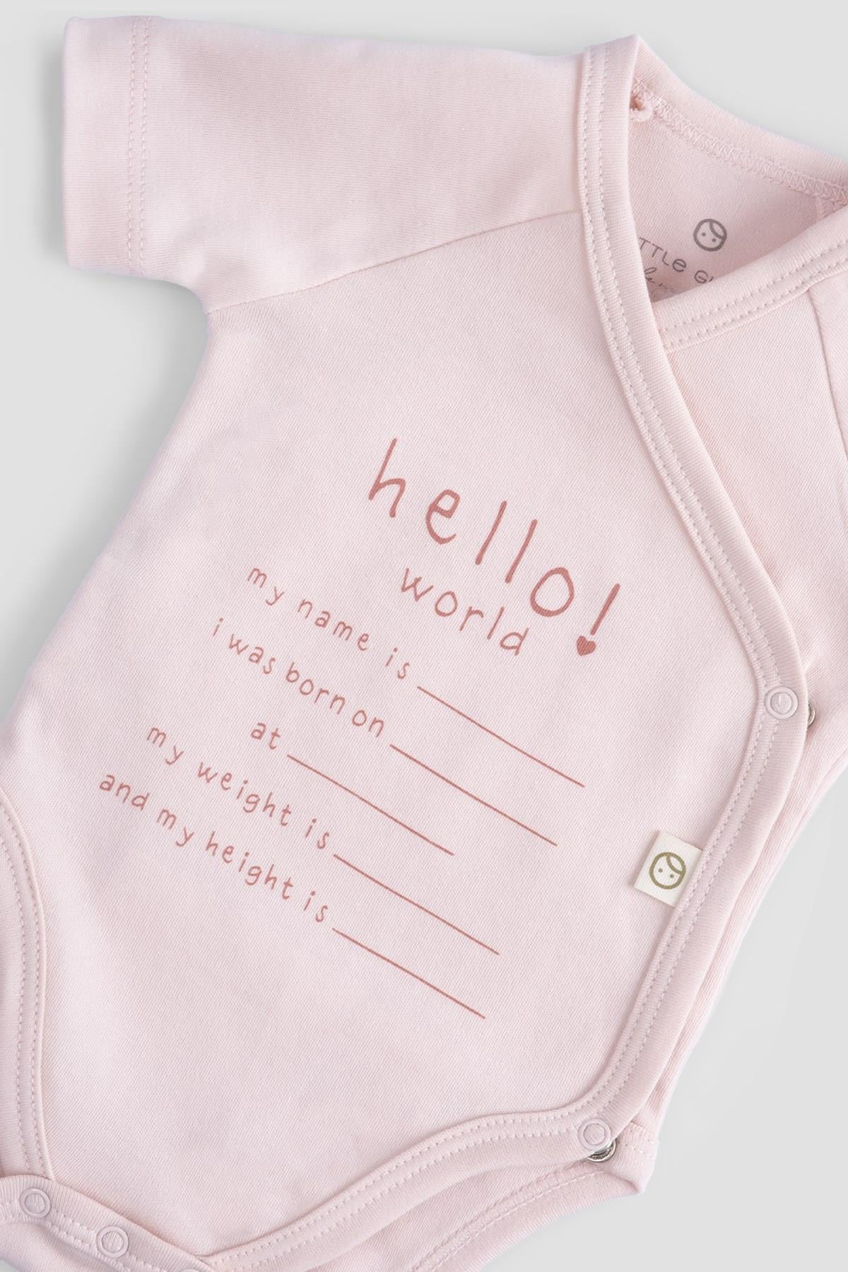 Organic Cotton Hello World Newborn Bodysuit - Pink
