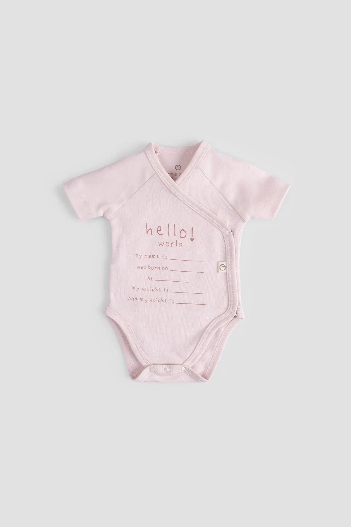 Organic Cotton Hello World Newborn Bodysuit - Pink